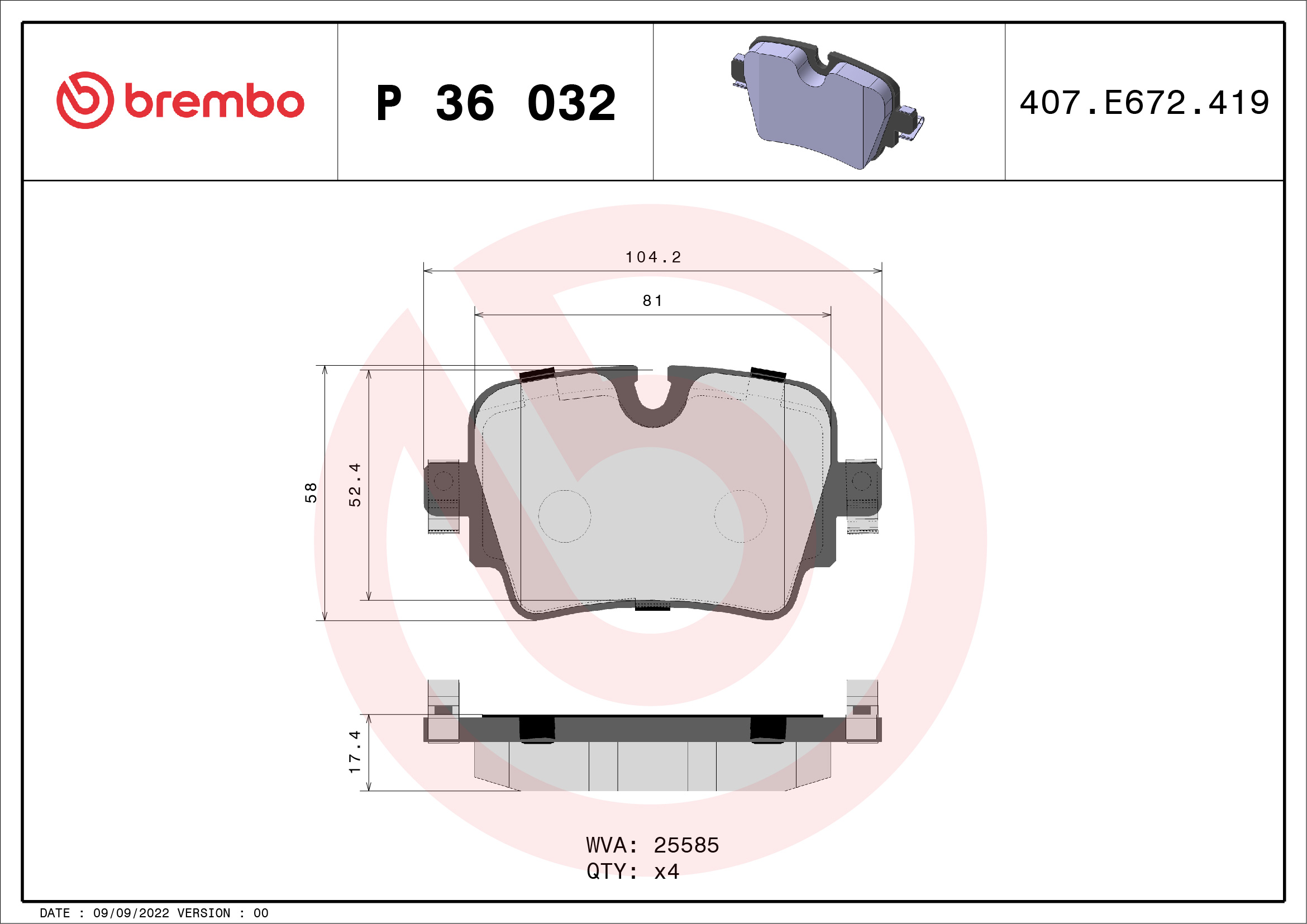 BREMBO Hátsó fékbetét P36032_BREMBO