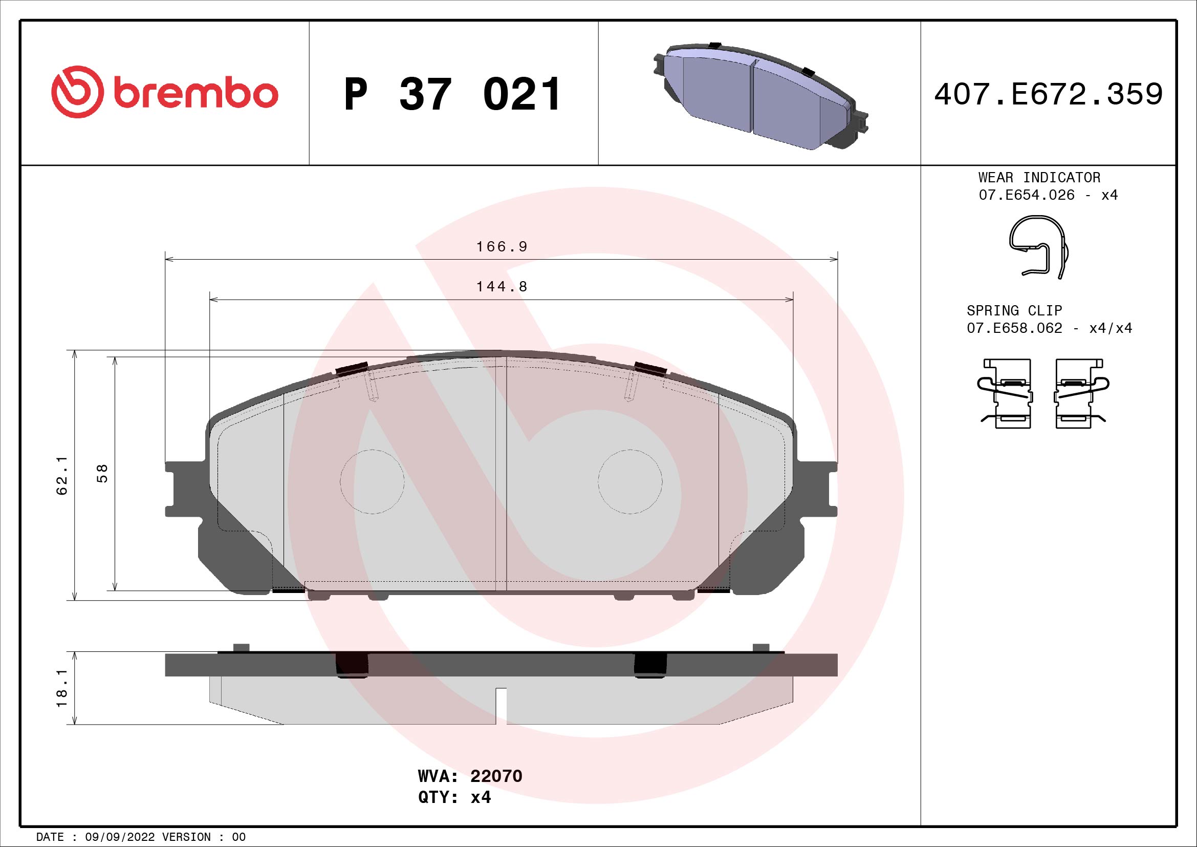 BREMBO Első fékbetét P37021_BREMBO