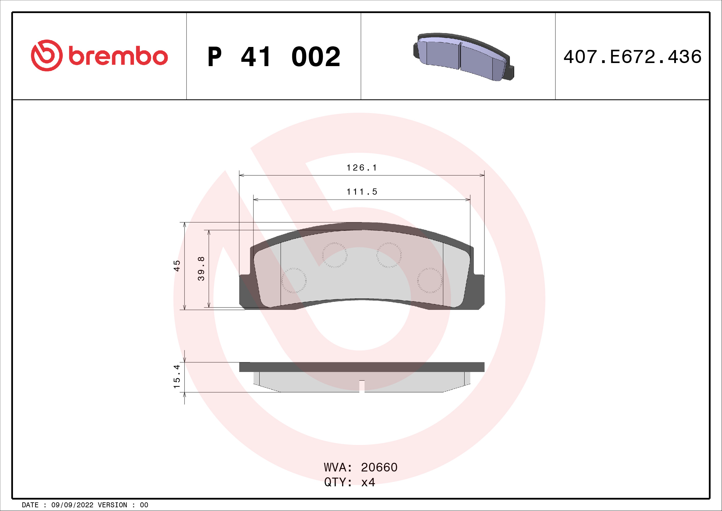 BREMBO Első fékbetét P41002_BREMBO