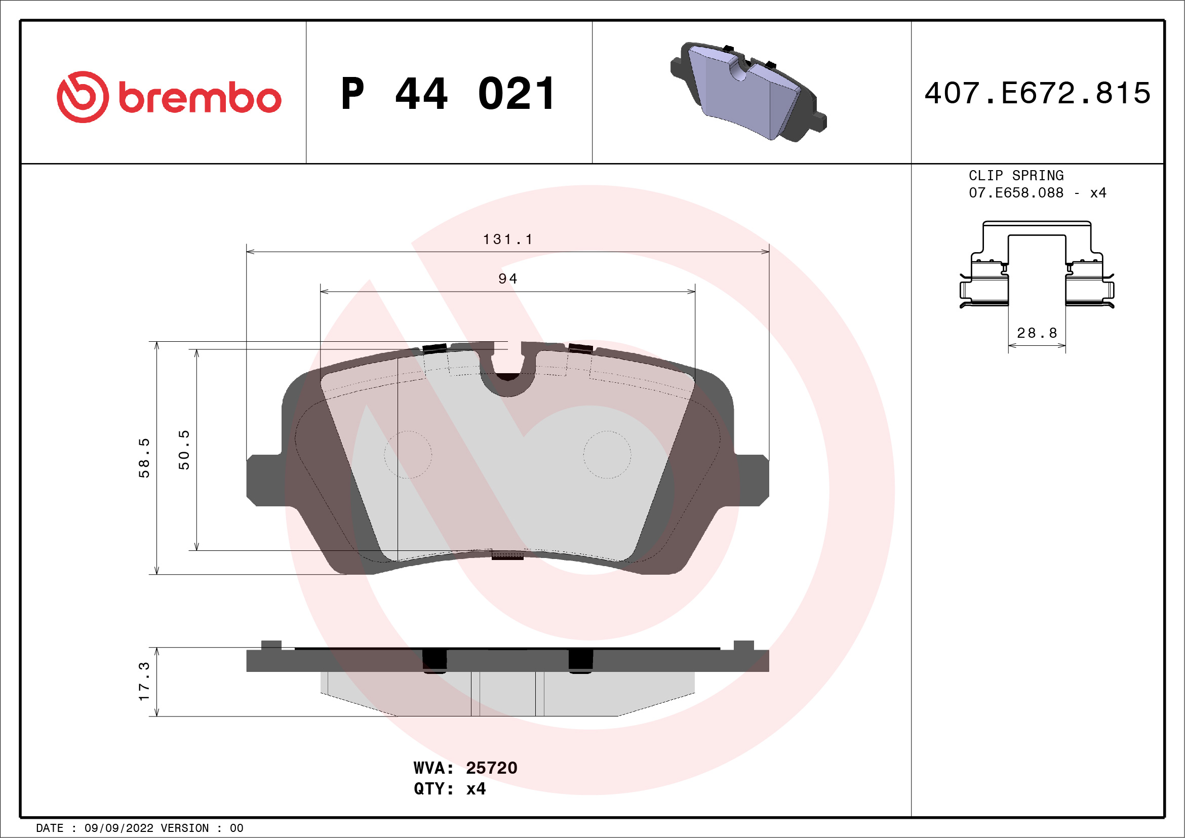 BREMBO Hátsó fékbetét P44021_BREMBO