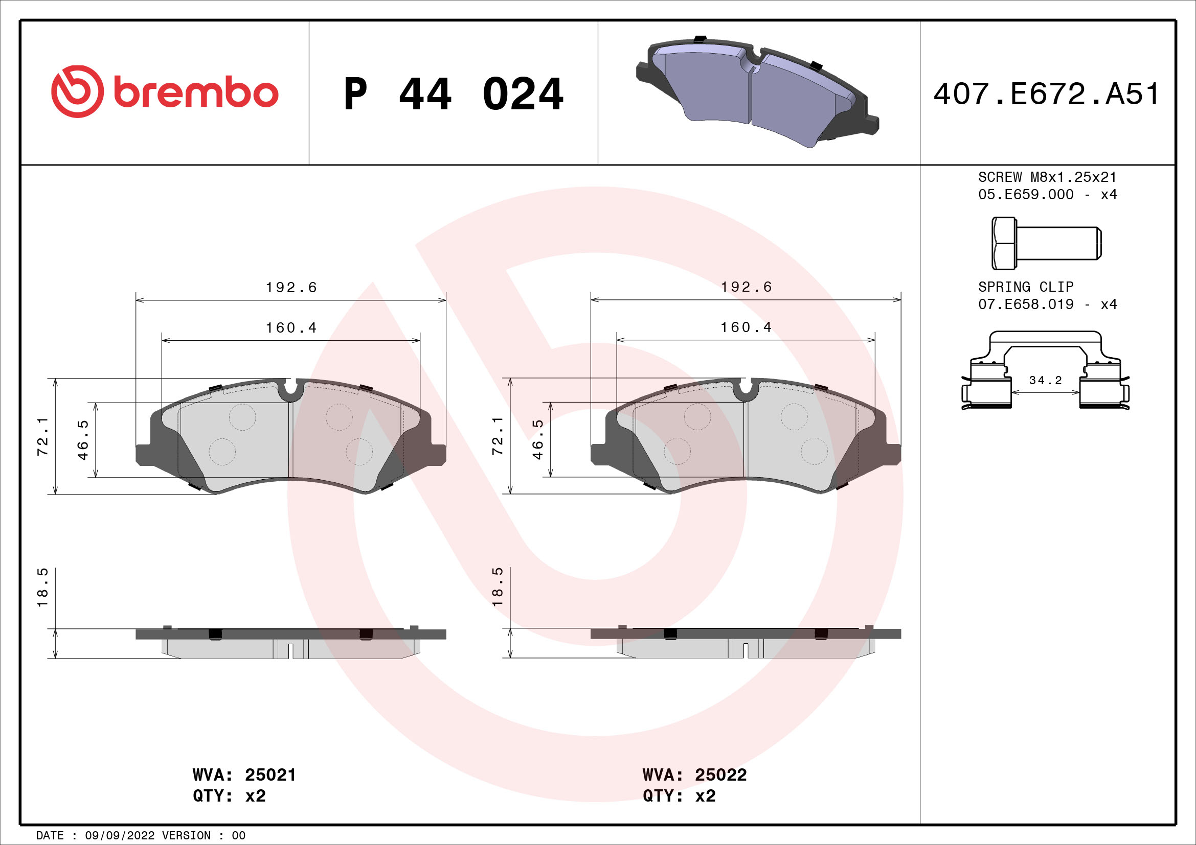 BREMBO Első fékbetét P44024_BREMBO