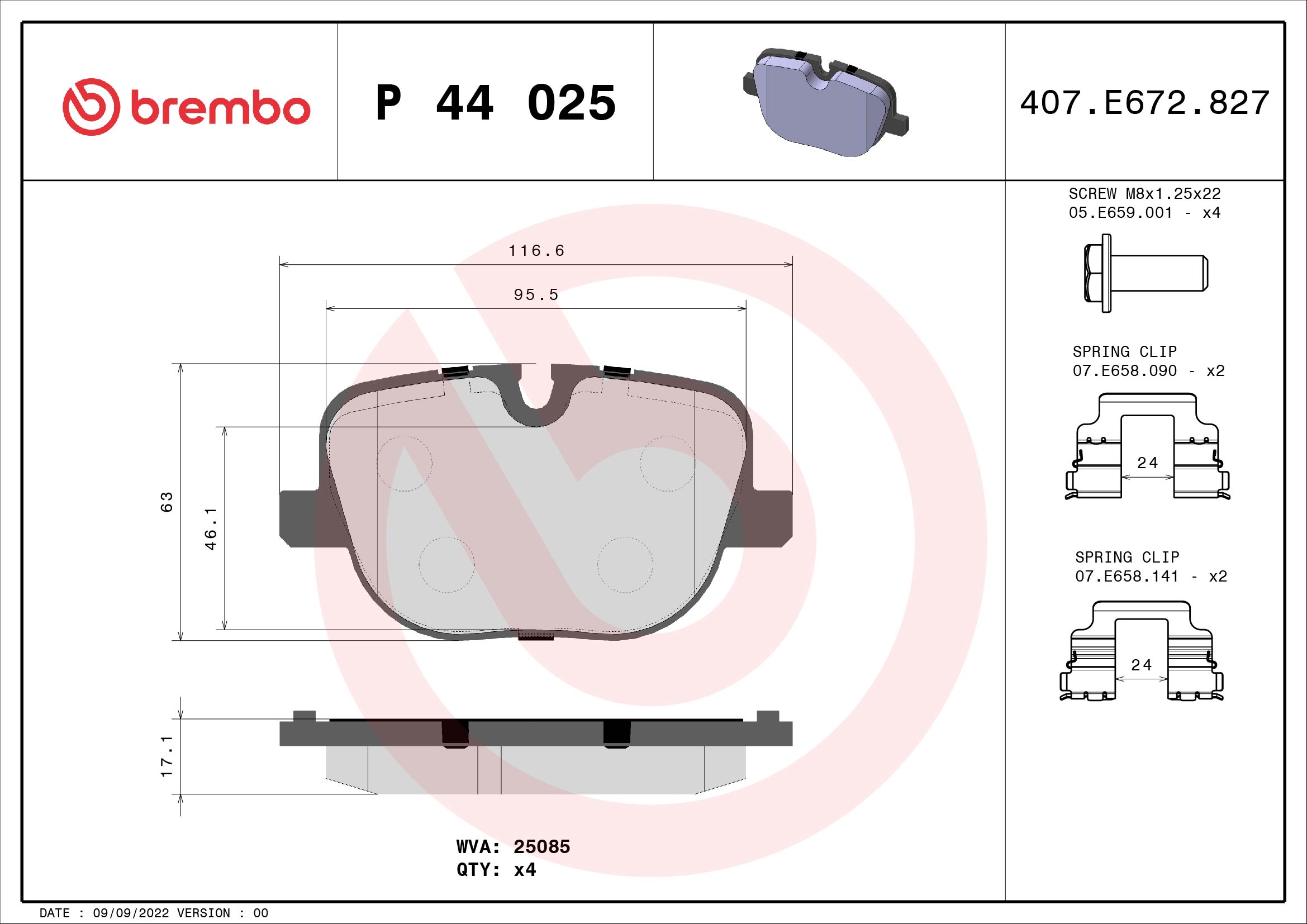 BREMBO Hátsó fékbetét P44025_BREMBO