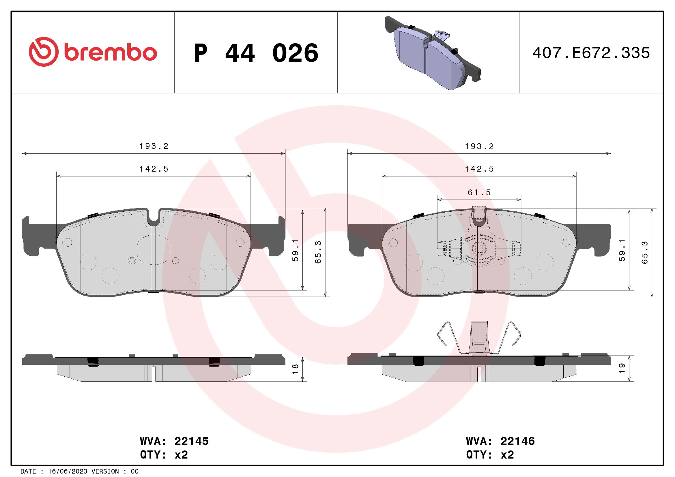 BREMBO Első fékbetét P44026_BREMBO