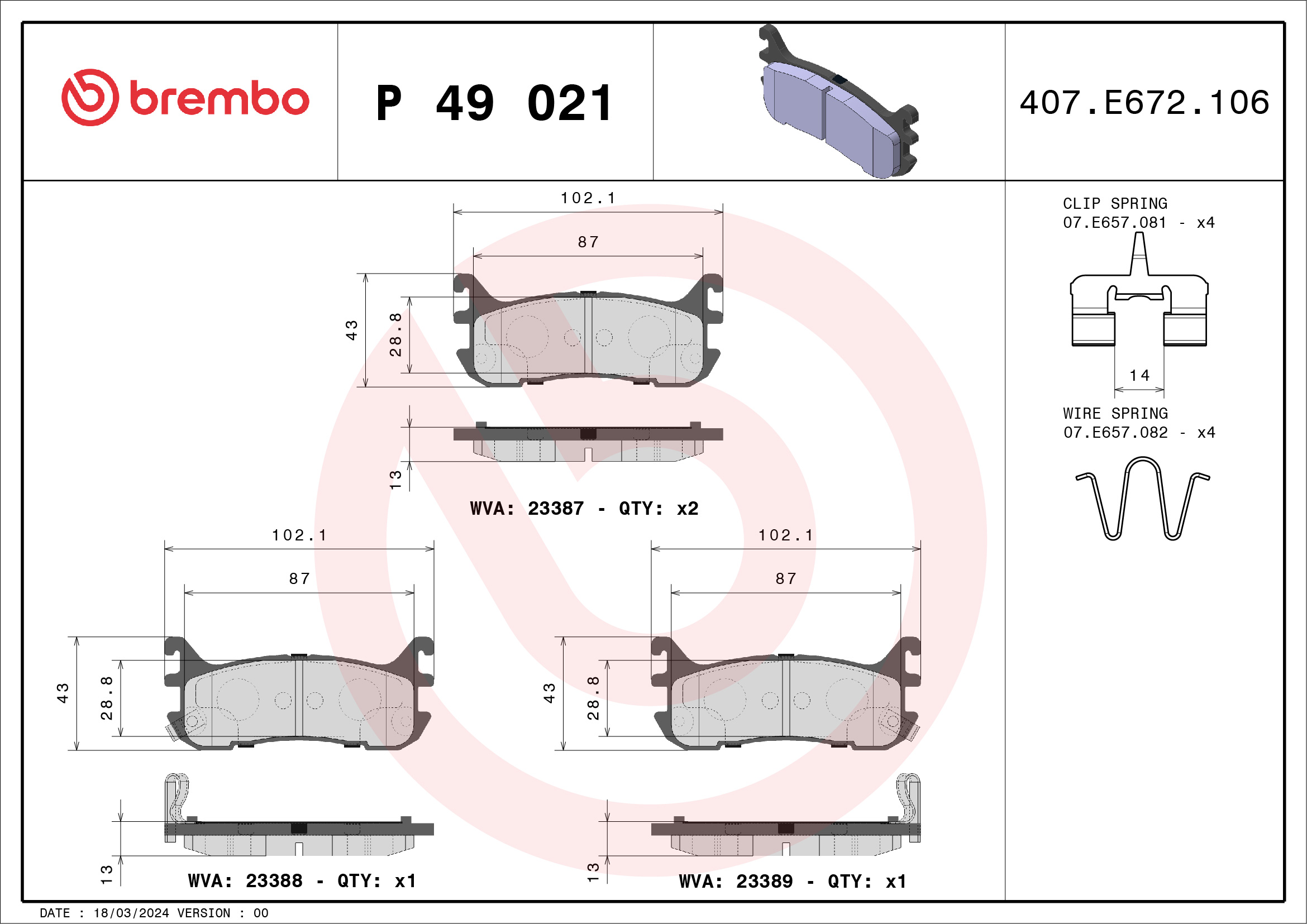 BREMBO Hátsó fékbetét P49021_BREMBO