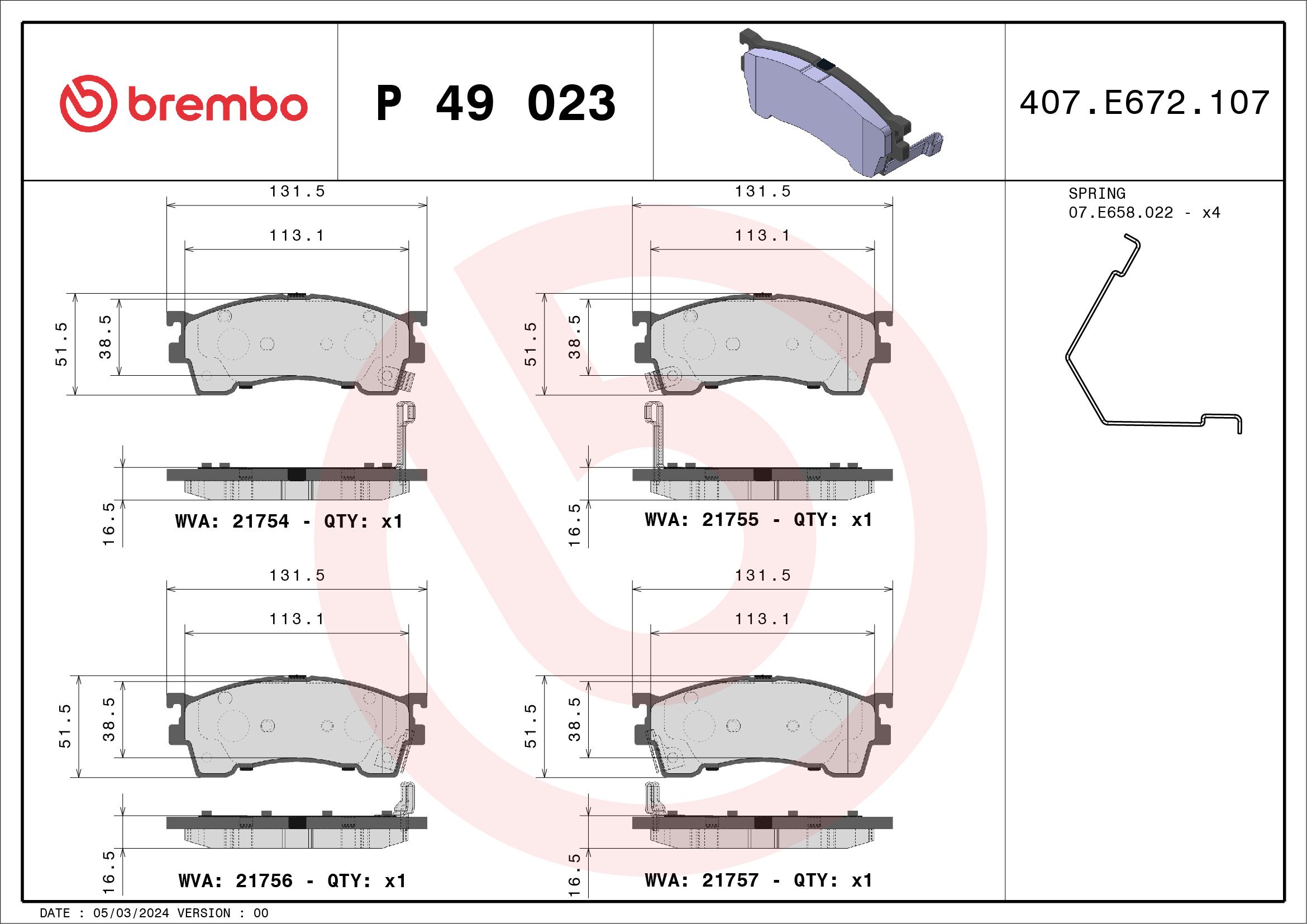 BREMBO Első fékbetét P49023_BREMBO