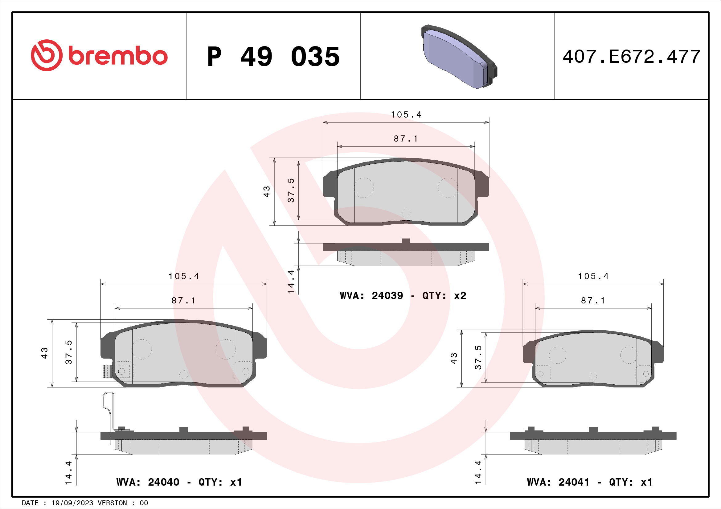 BREMBO Hátsó fékbetét P49035_BREMBO