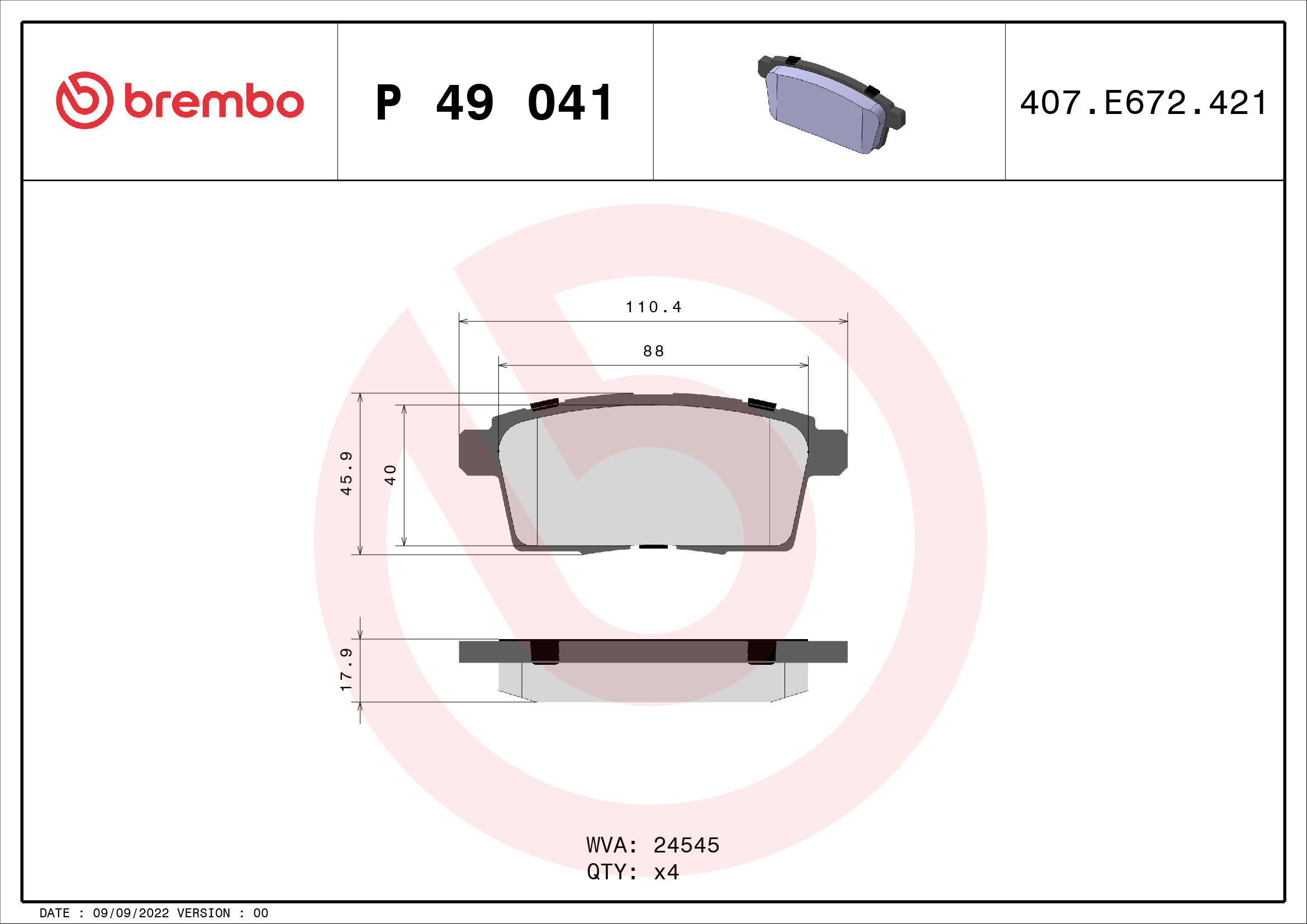 BREMBO Hátsó fékbetét P49041_BREMBO