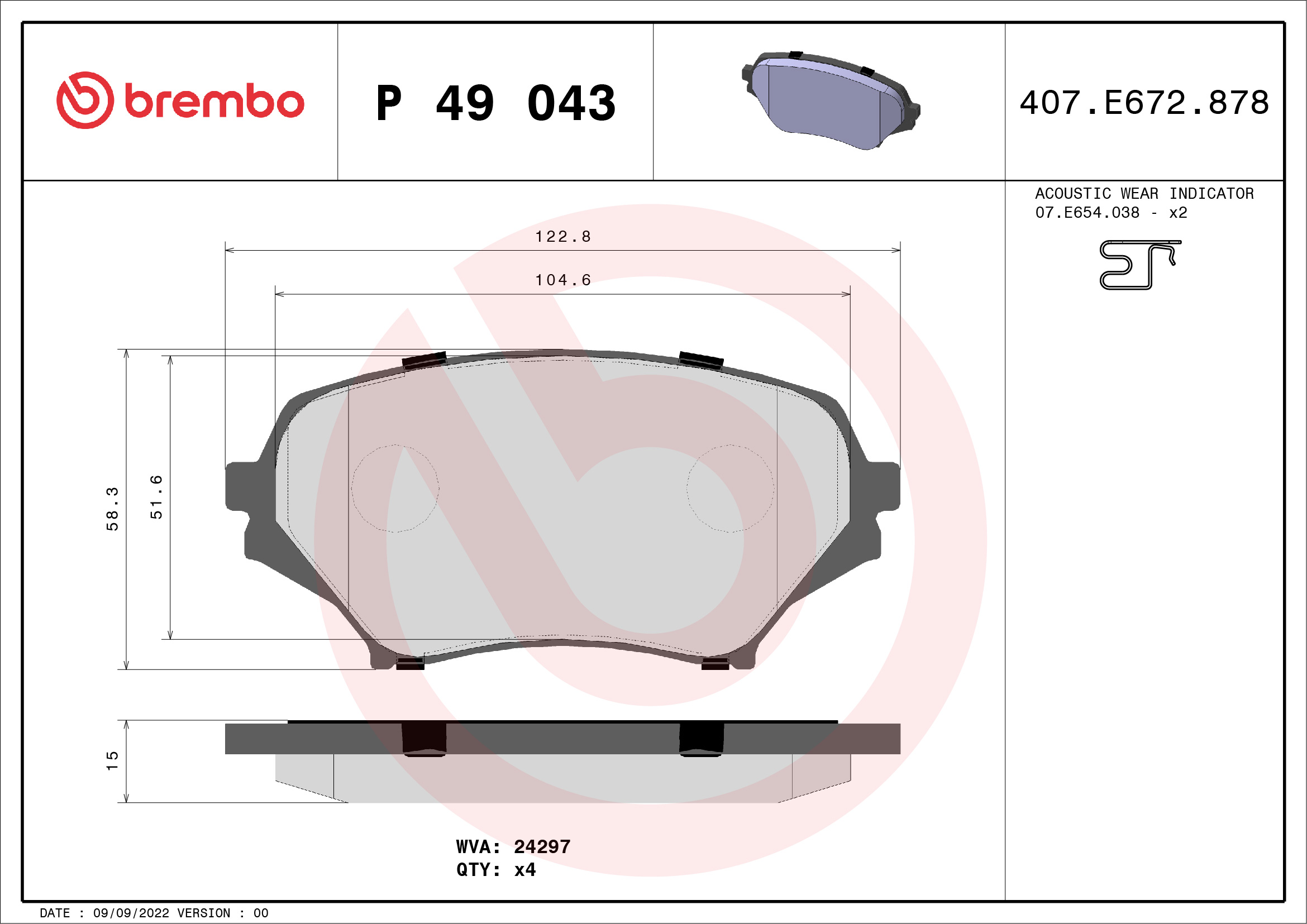 BREMBO Első fékbetét P49043_BREMBO