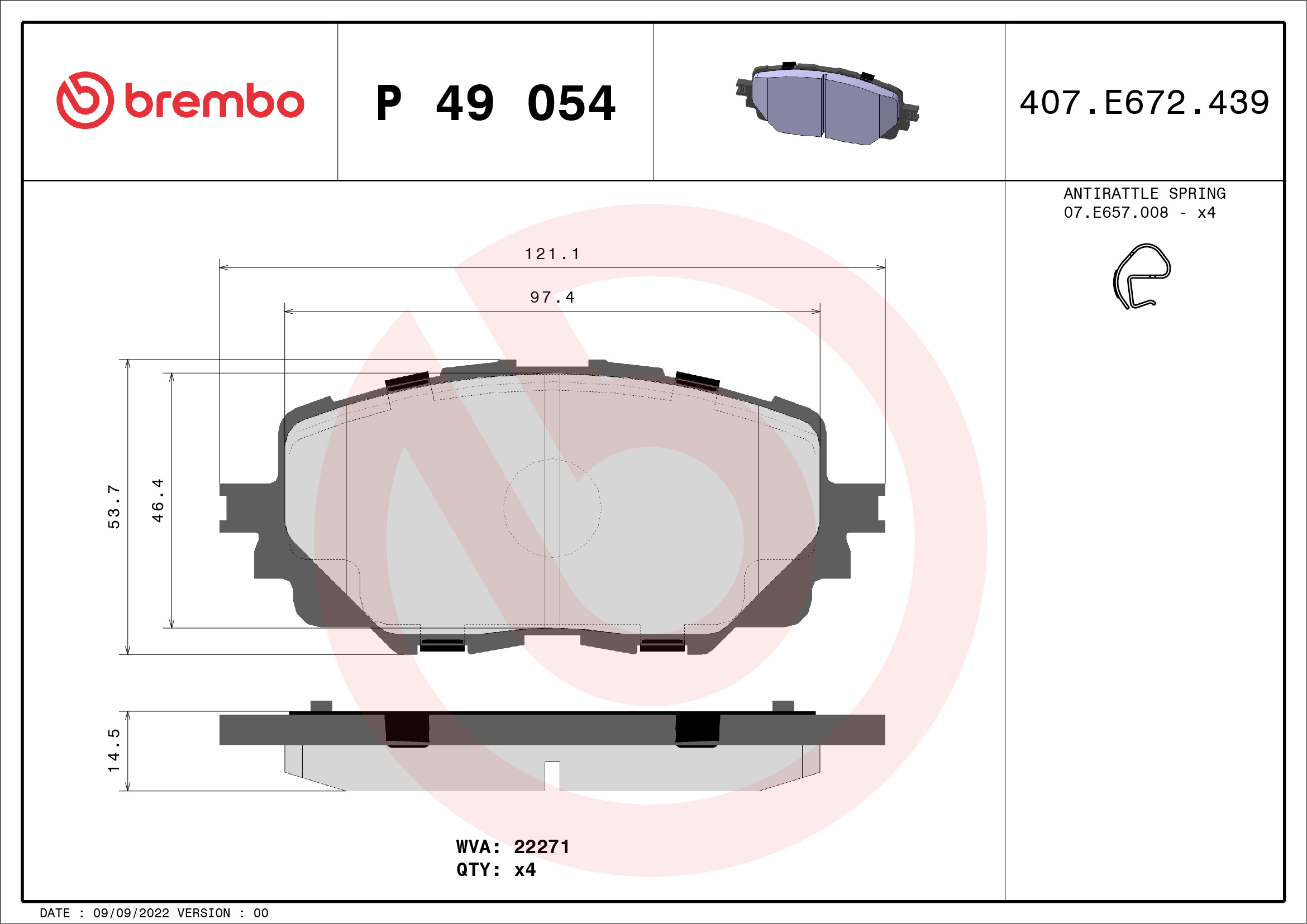 BREMBO Fékbetét, mind P49054_BREMBO