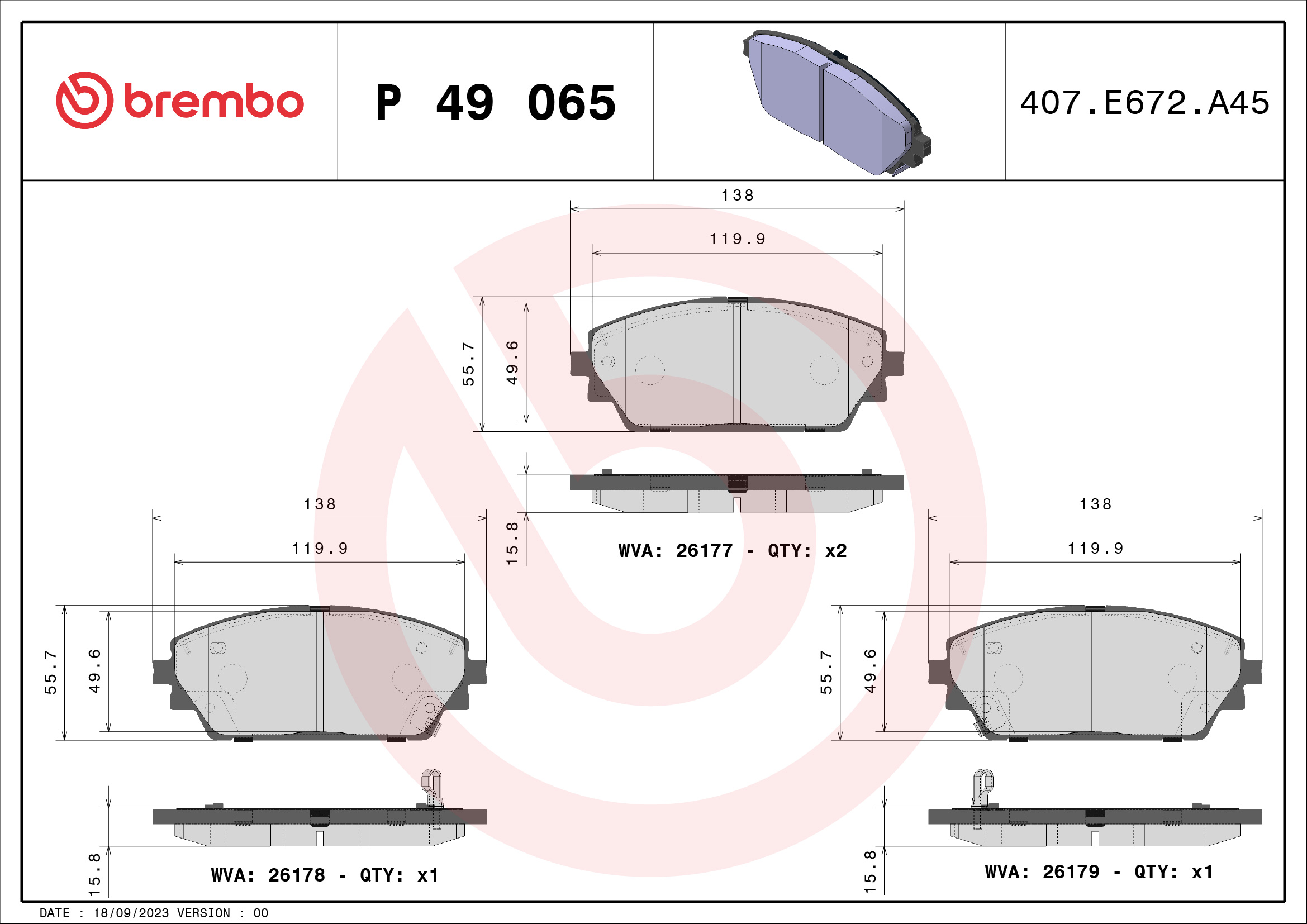 BREMBO Fékbetét, mind P49065_BREMBO