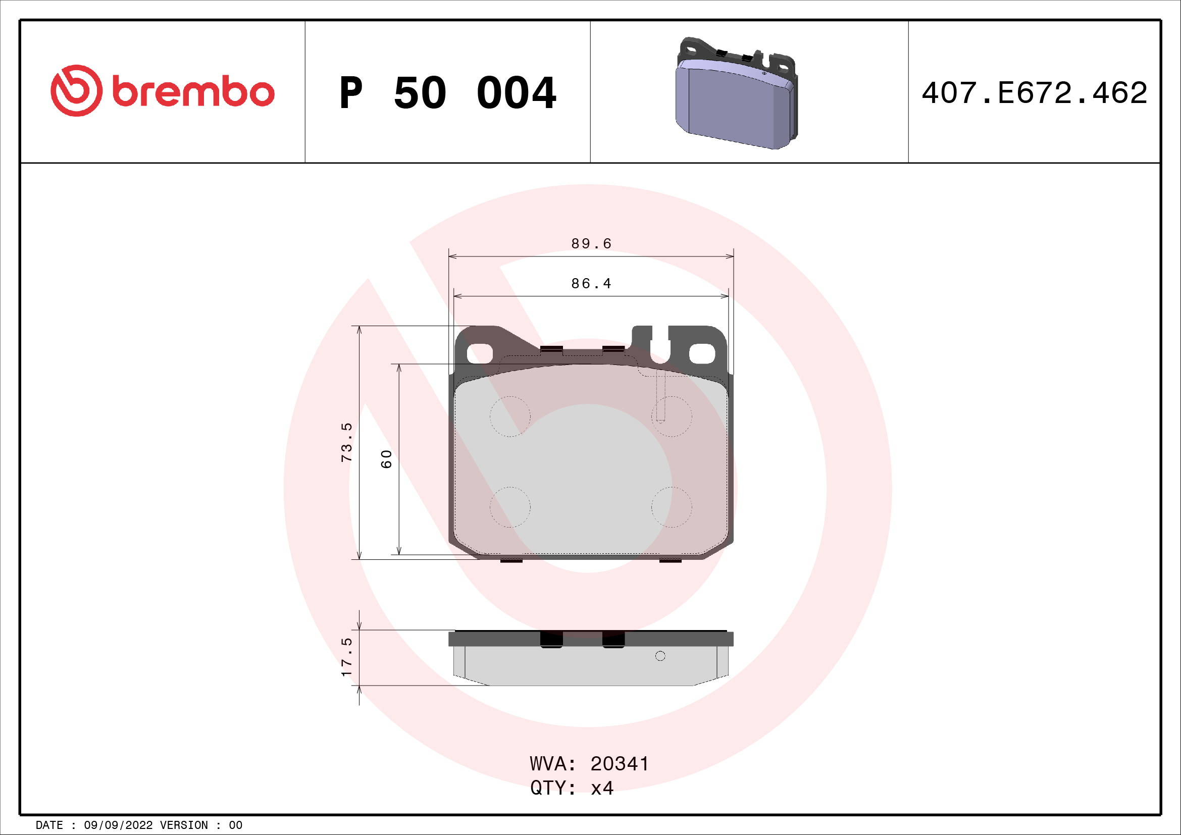 BREMBO Első fékbetét P50004_BREMBO