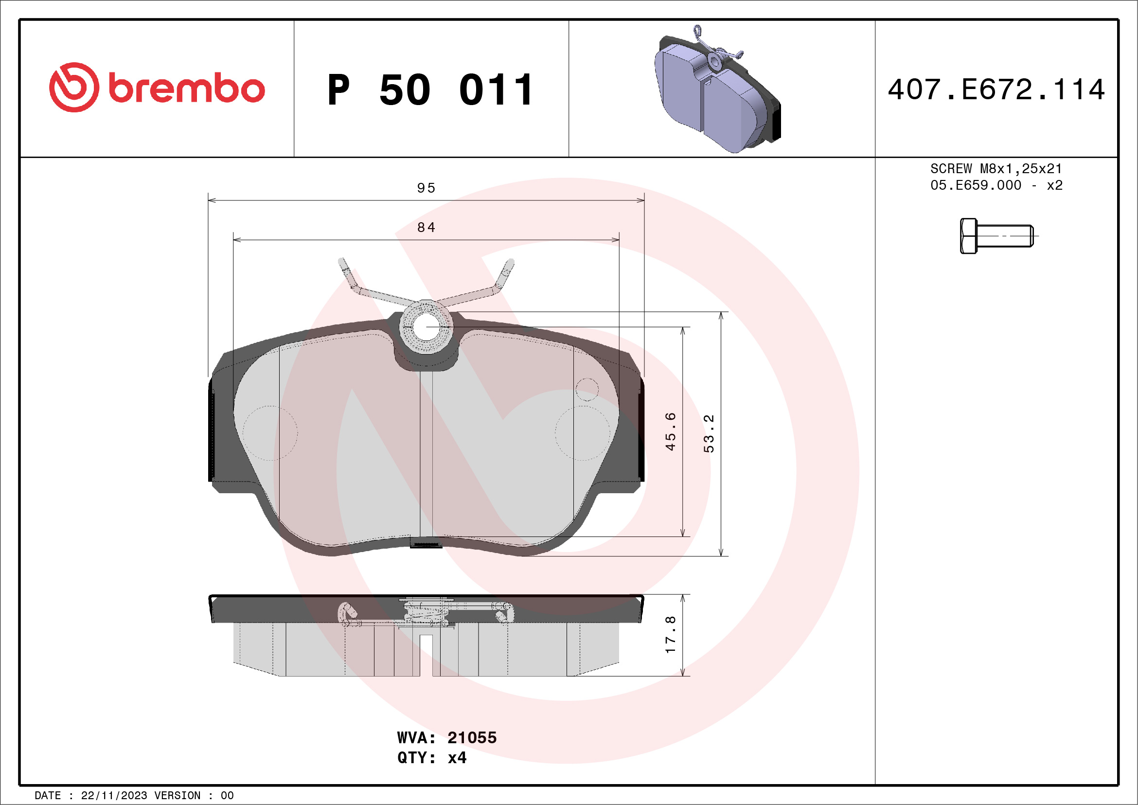 BREMBO Első fékbetét P50011_BREMBO