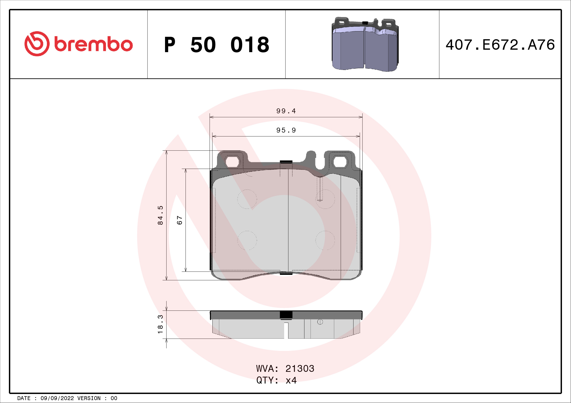 BREMBO Első fékbetét P50018_BREMBO