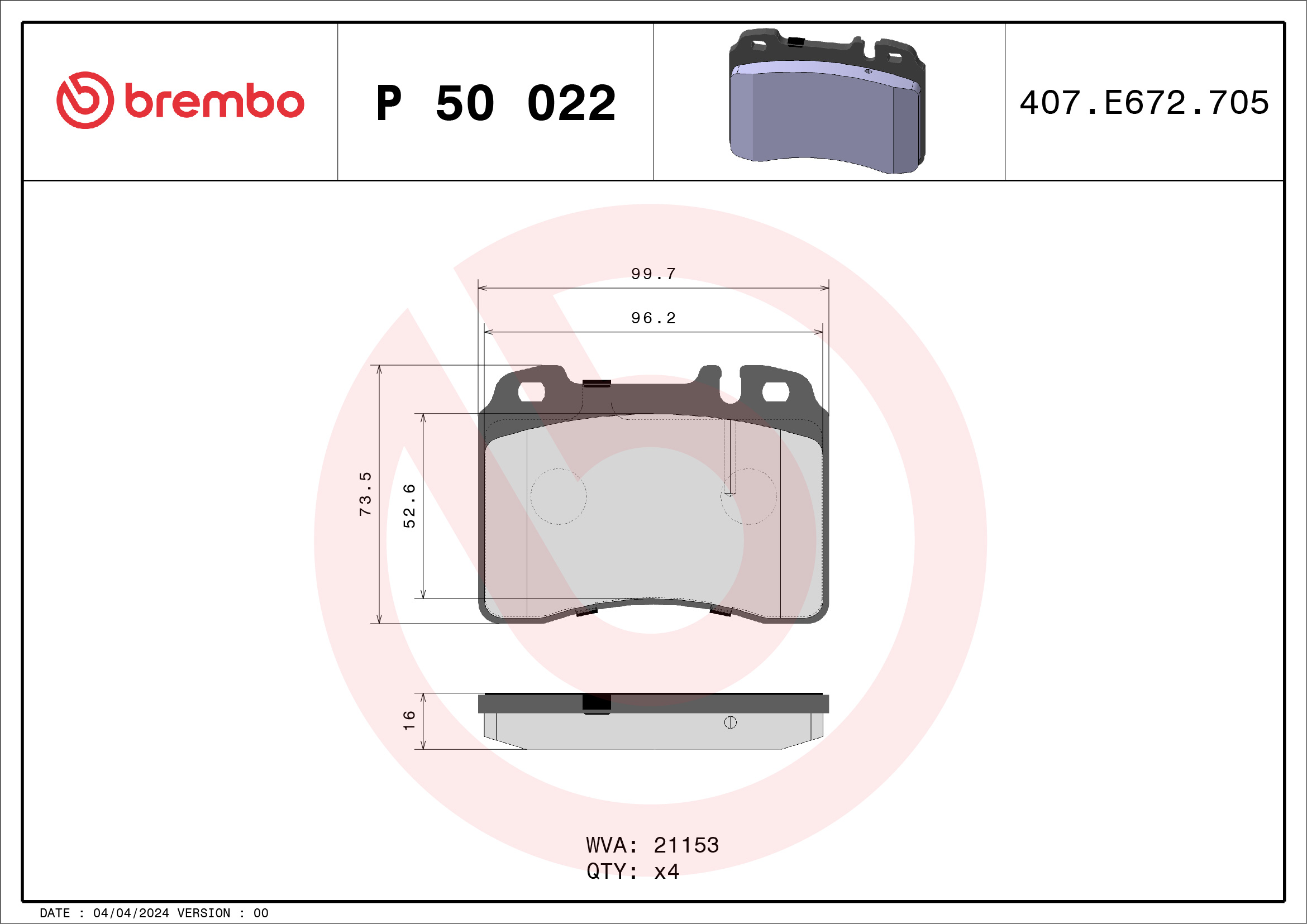 BREMBO Első fékbetét P50022_BREMBO