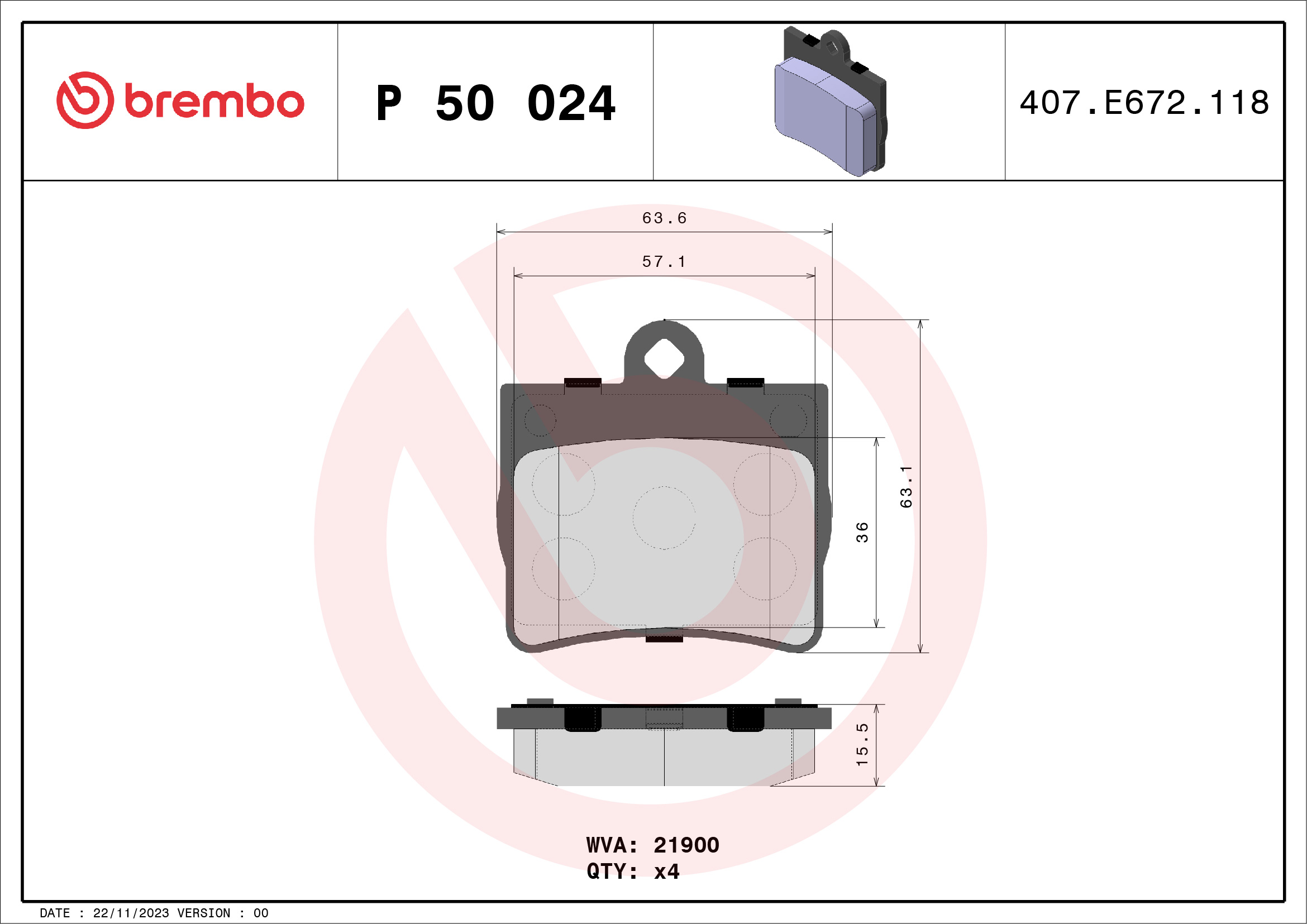 BREMBO Hátsó fékbetét P50024_BREMBO