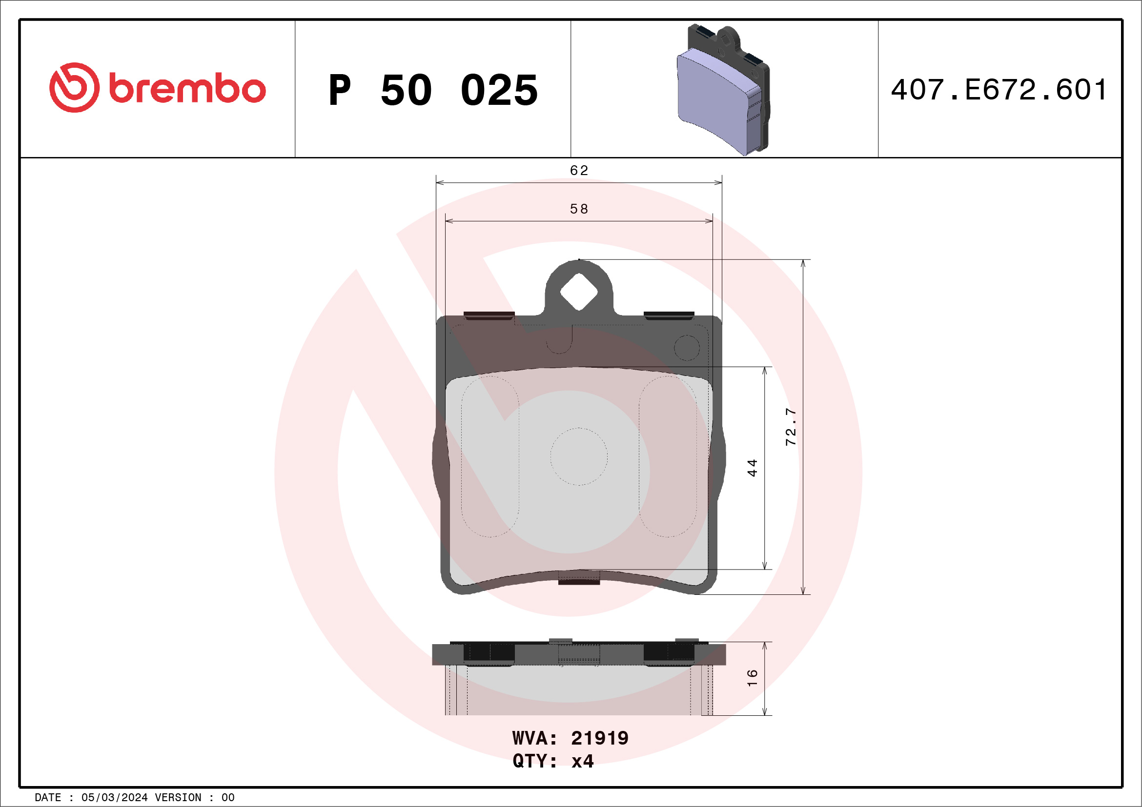 BREMBO Hátsó fékbetét P50025_BREMBO