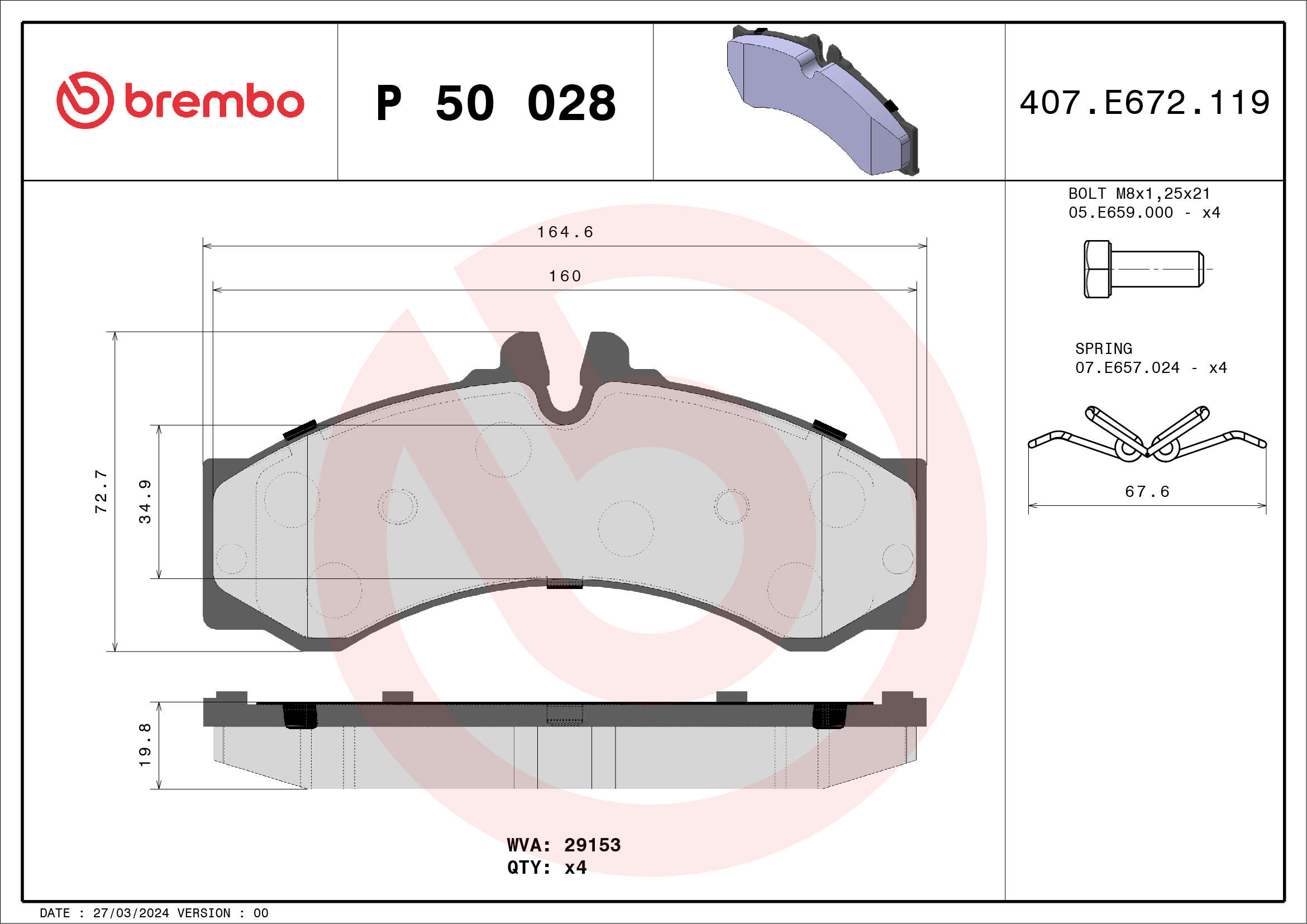 BREMBO Első fékbetét P50028_BREMBO