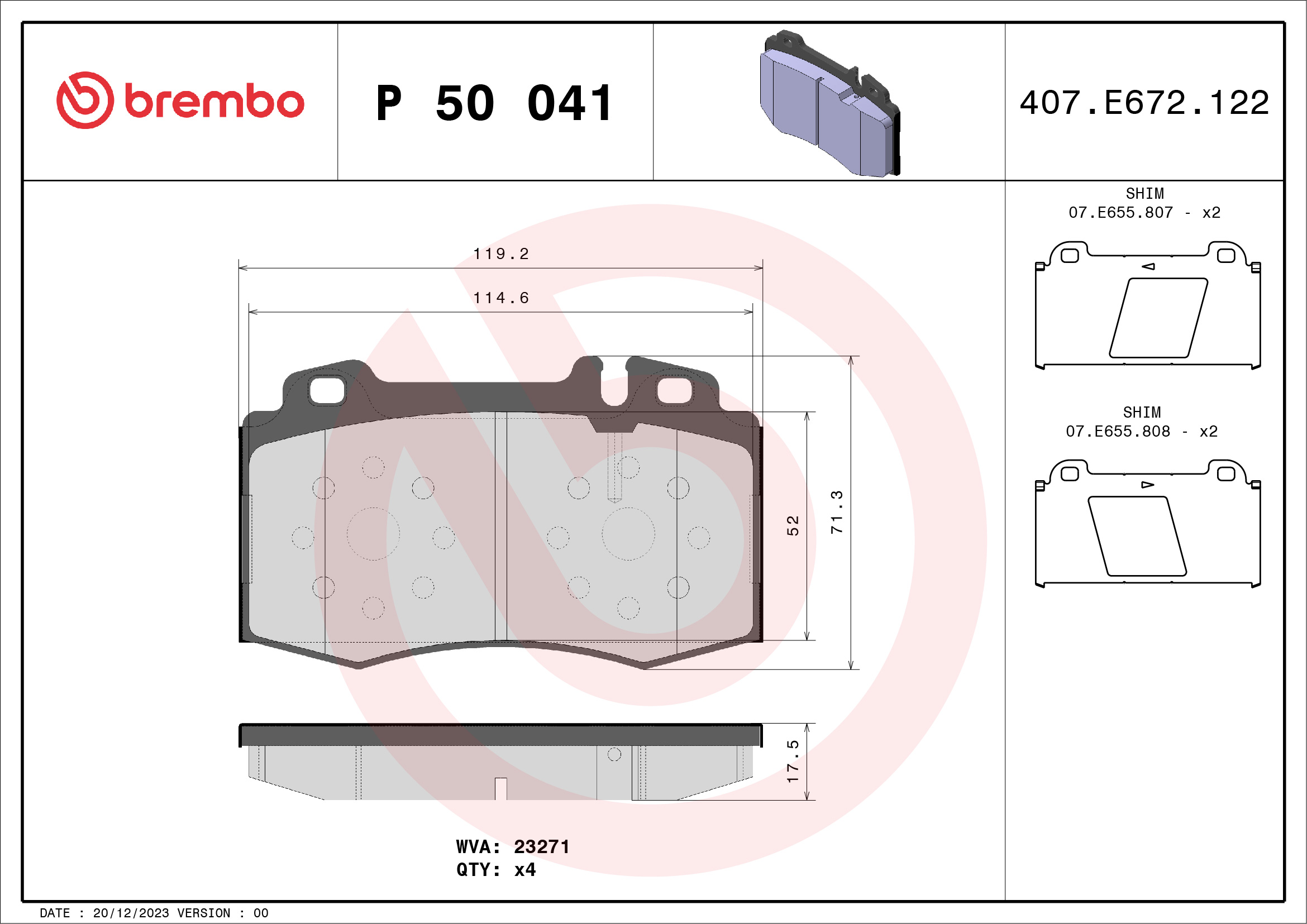 BREMBO Első fékbetét P50041_BREMBO