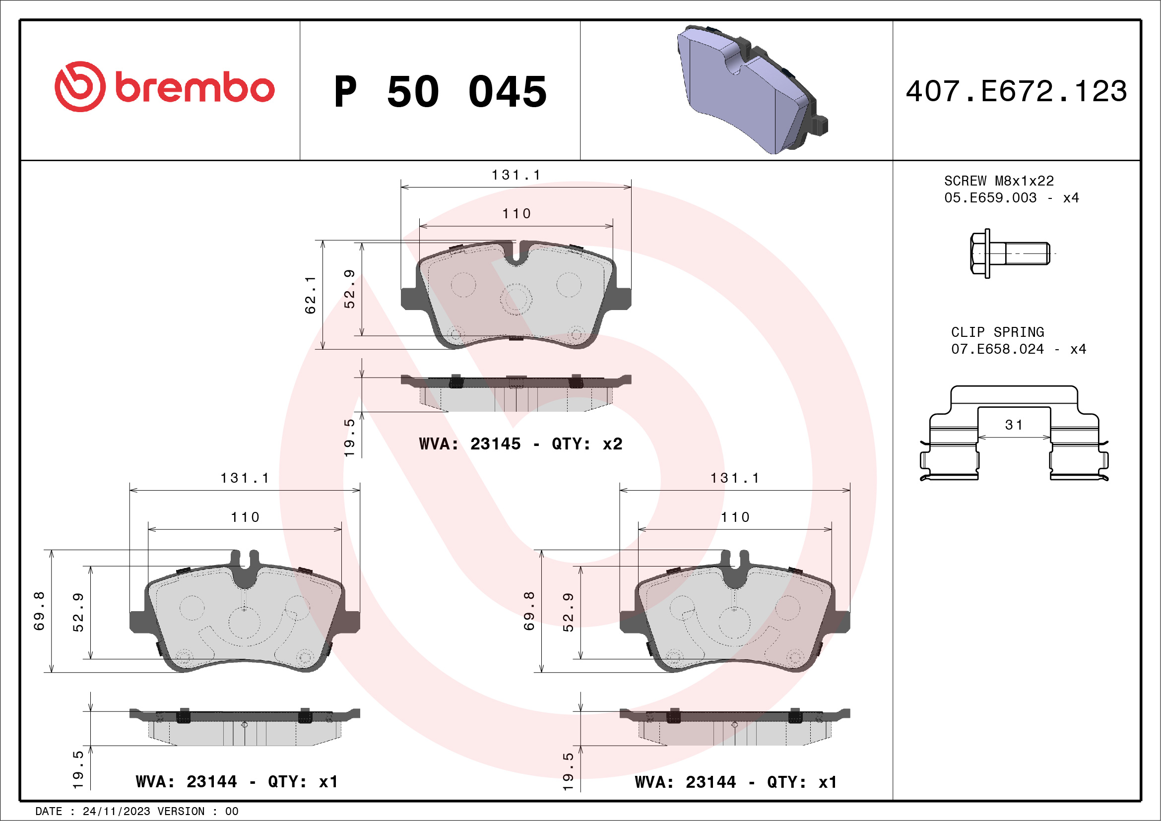 BREMBO Első fékbetét P50045_BREMBO