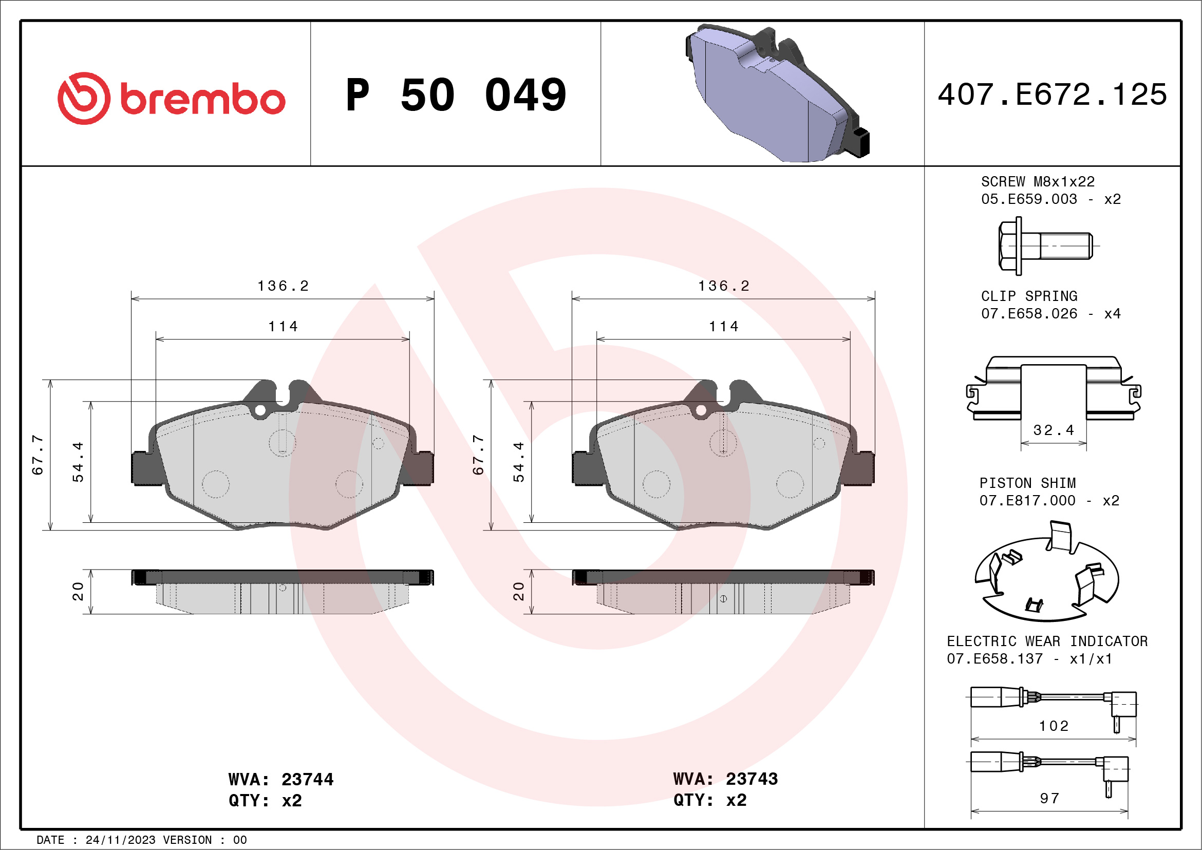 BREMBO Első fékbetét P50049_BREMBO