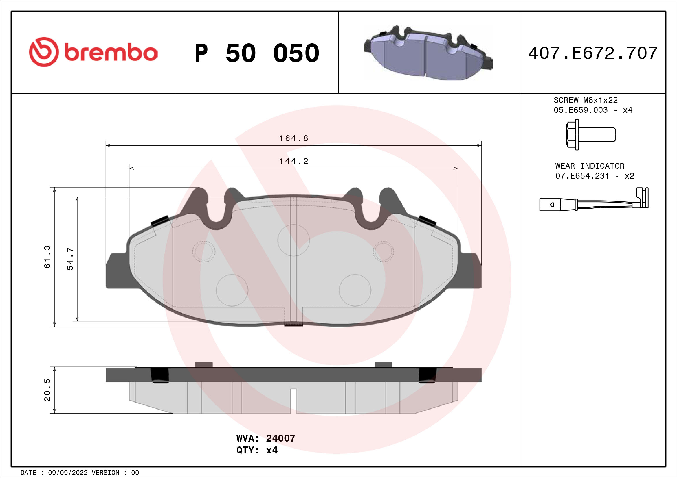 BREMBO Első fékbetét P50050_BREMBO