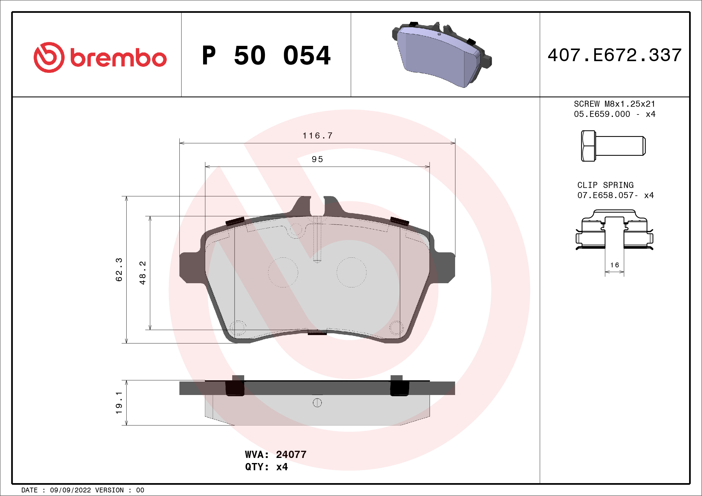 BREMBO Első fékbetét P50054_BREMBO