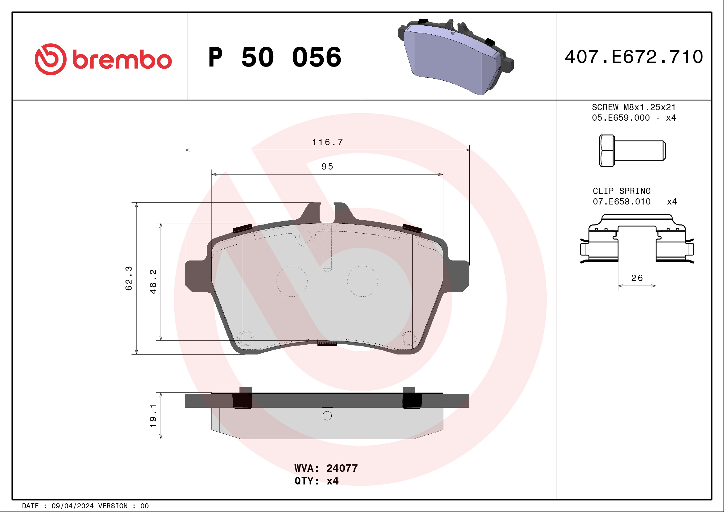 BREMBO Első fékbetét P50056_BREMBO