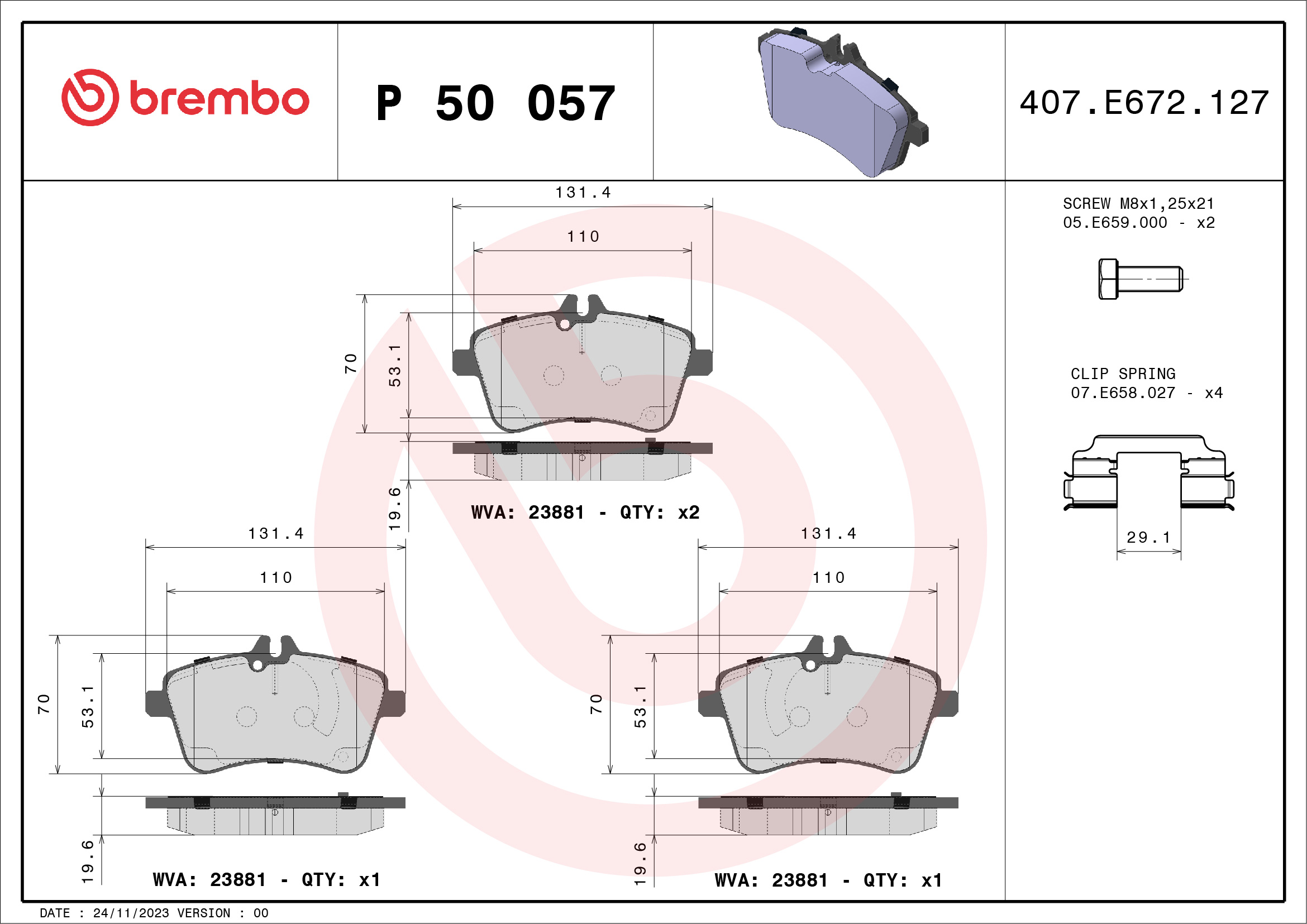 BREMBO Első fékbetét P50057_BREMBO