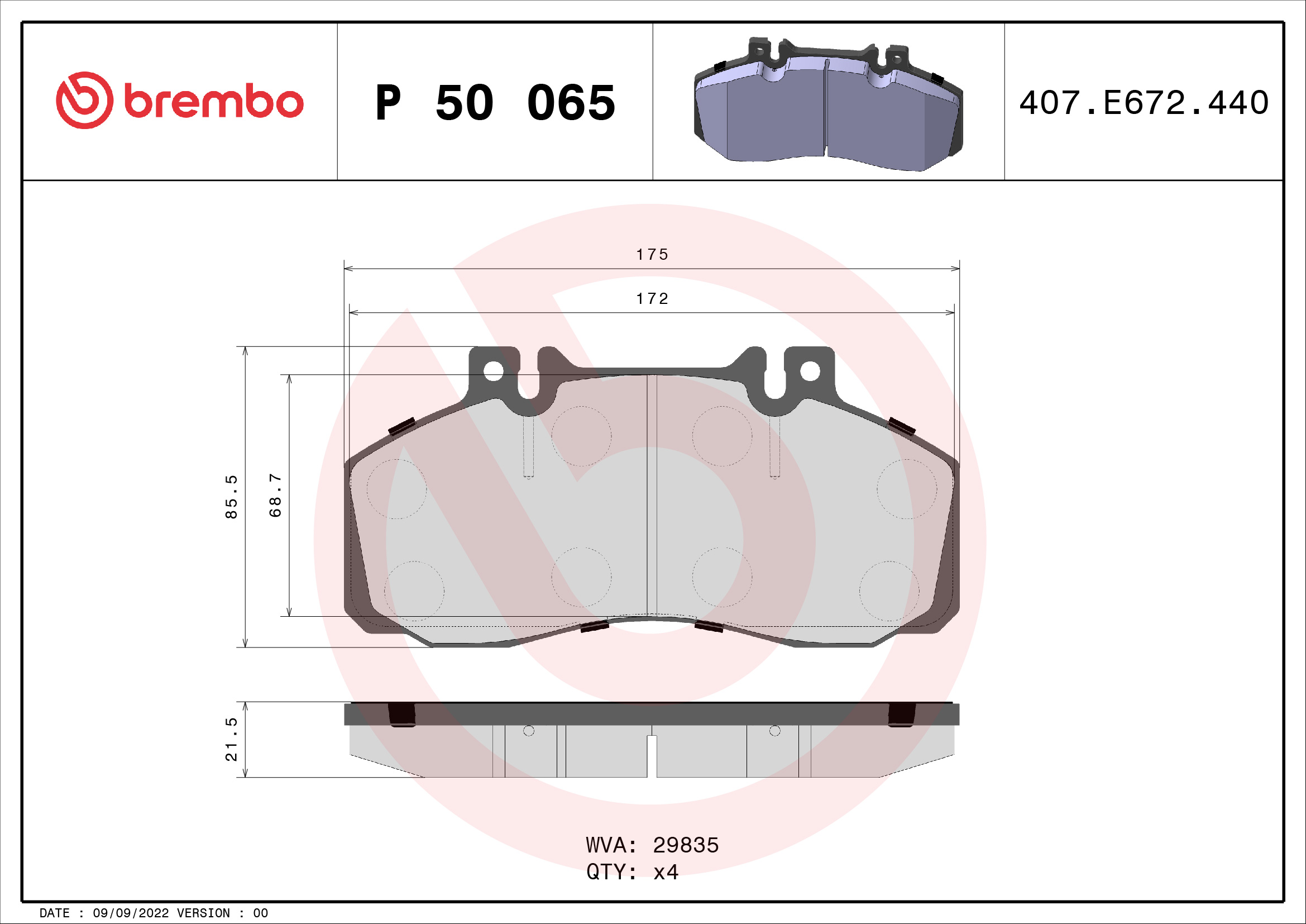 BREMBO Fékbetét, mind P50065_BREMBO