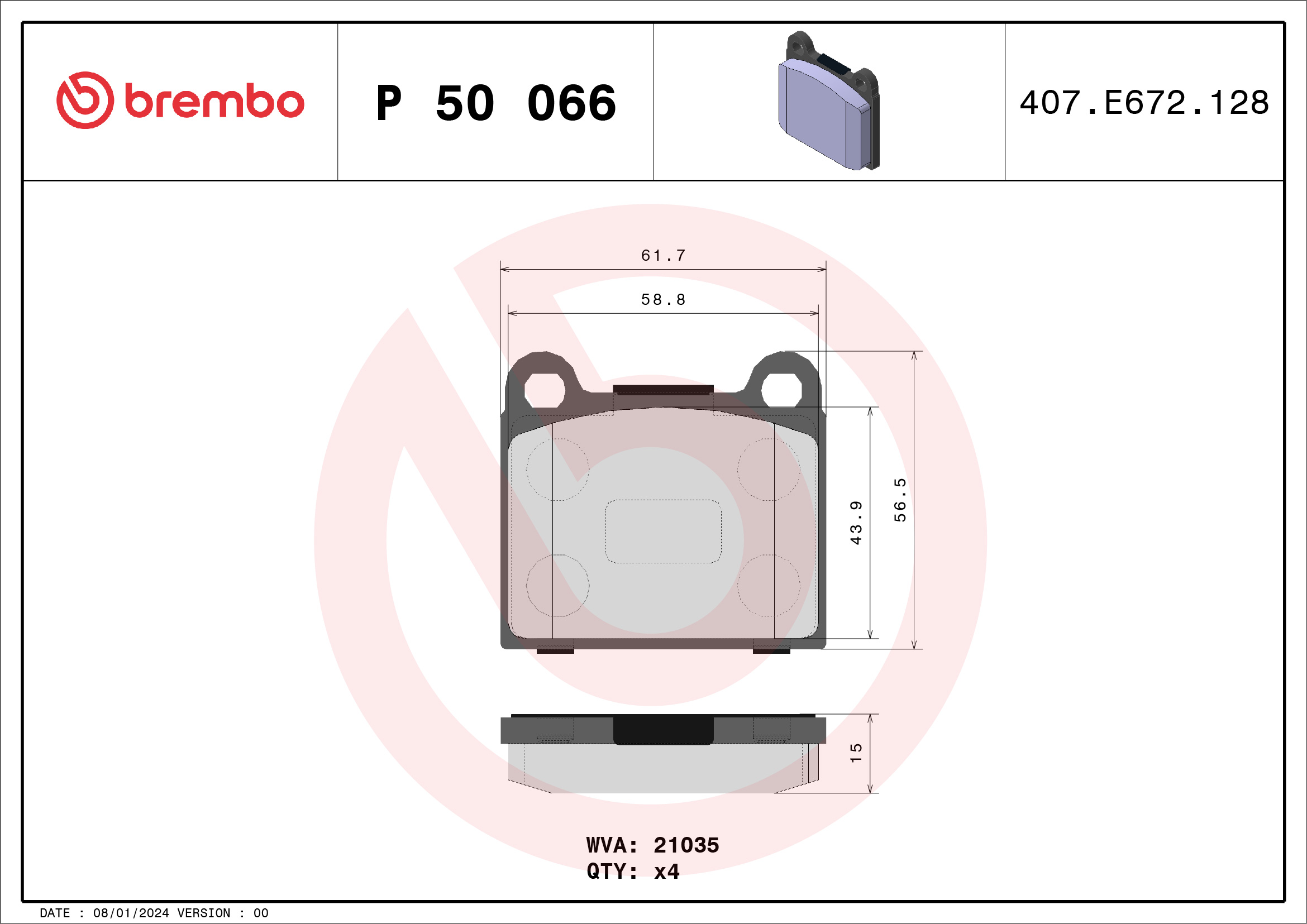 BREMBO Hátsó fékbetét P50066_BREMBO