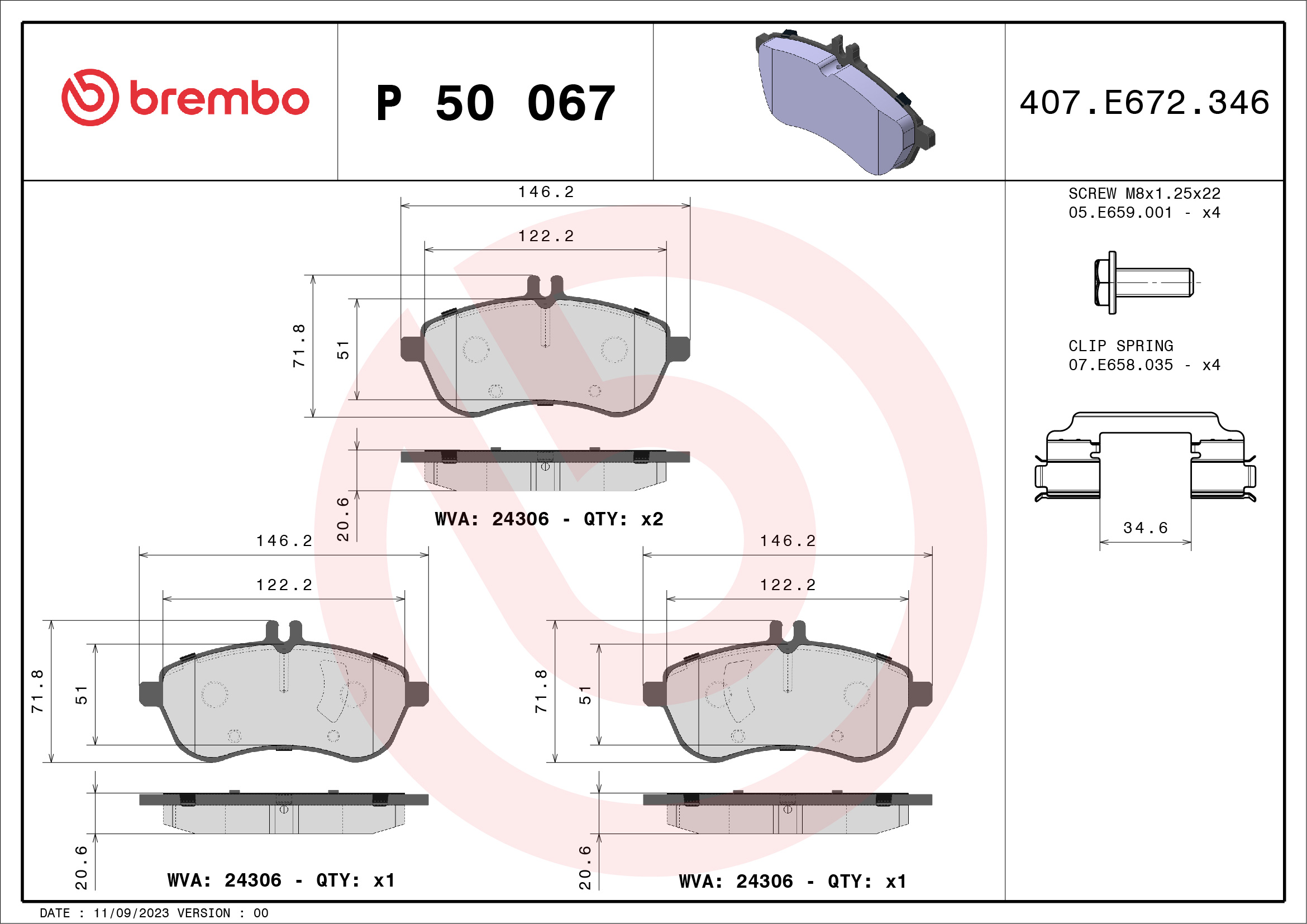 BREMBO Első fékbetét P50067_BREMBO