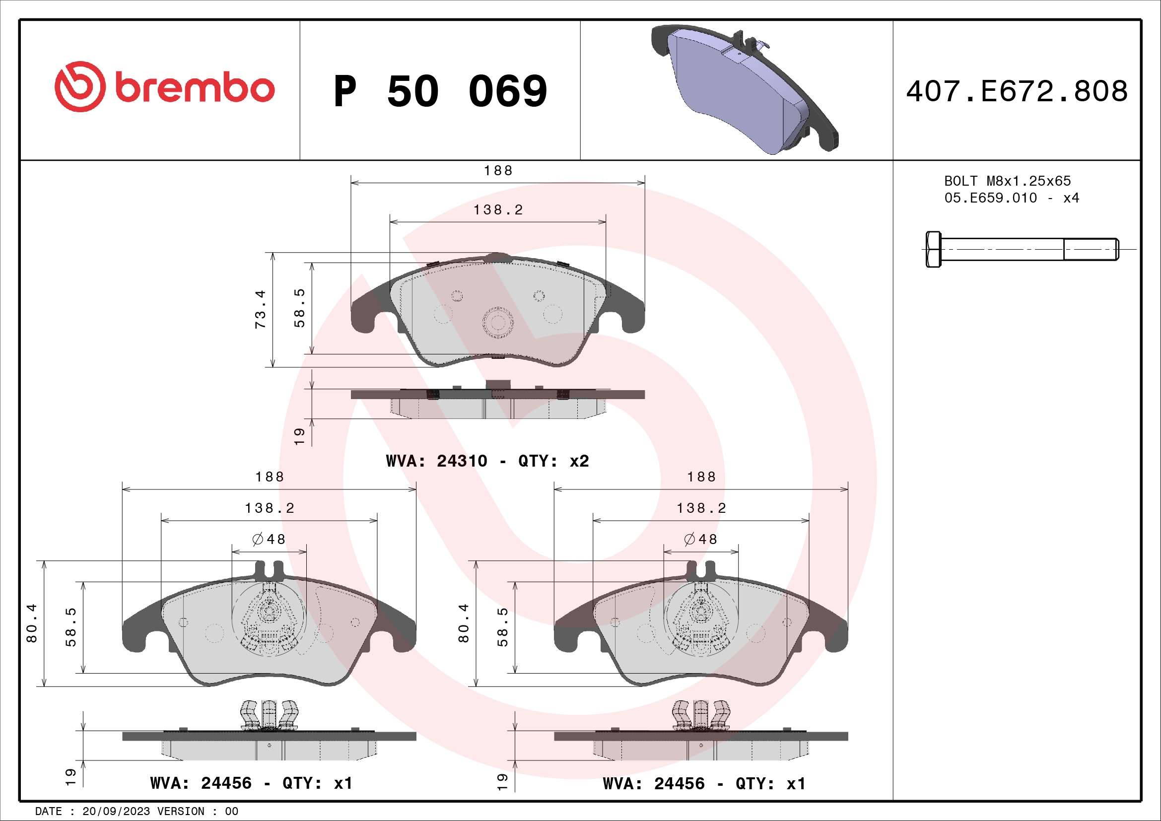 BREMBO Első fékbetét P50069_BREMBO