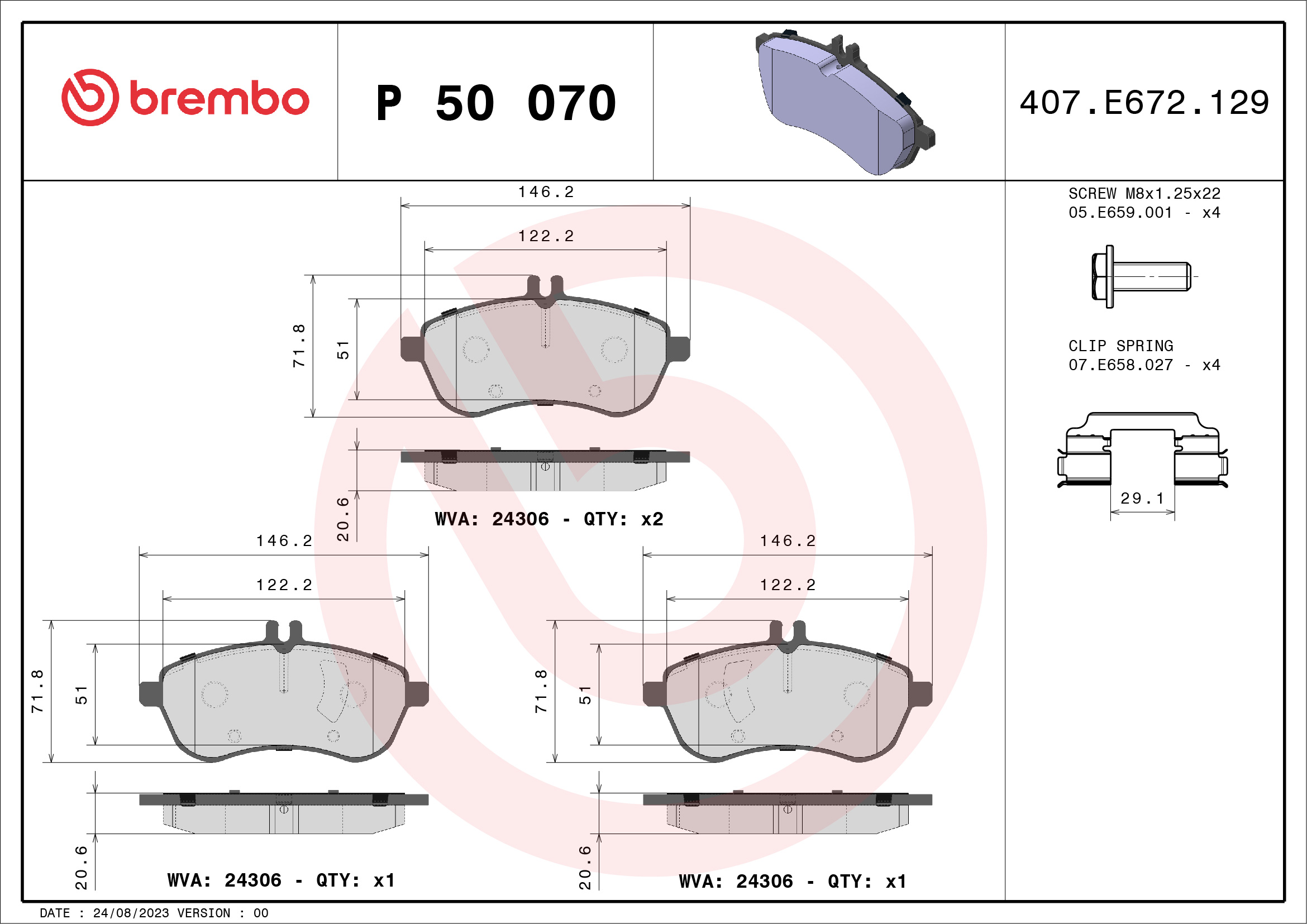 BREMBO Első fékbetét P50070_BREMBO