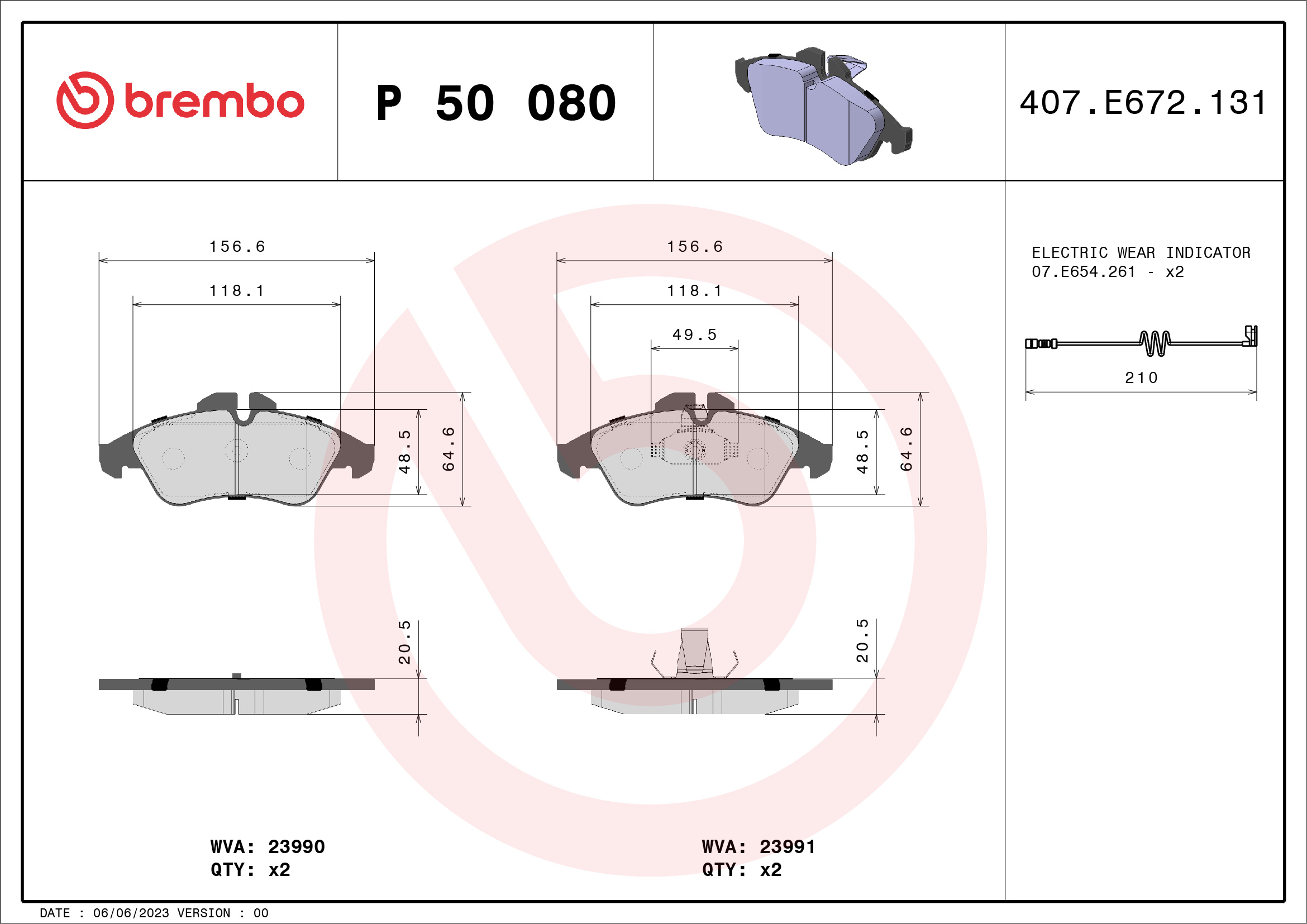 BREMBO Első fékbetét P50080_BREMBO