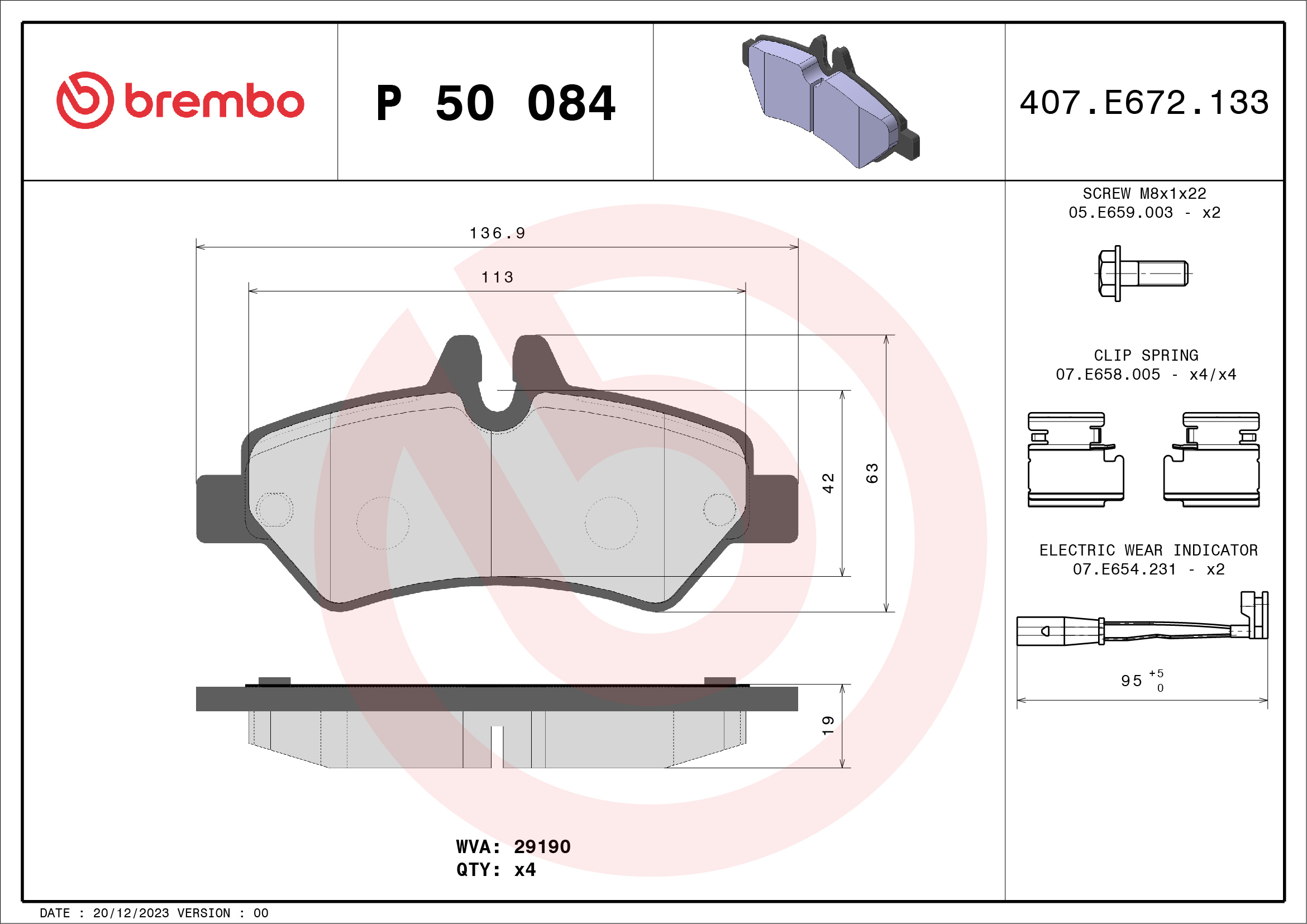 BREMBO Hátsó fékbetét P50084_BREMBO