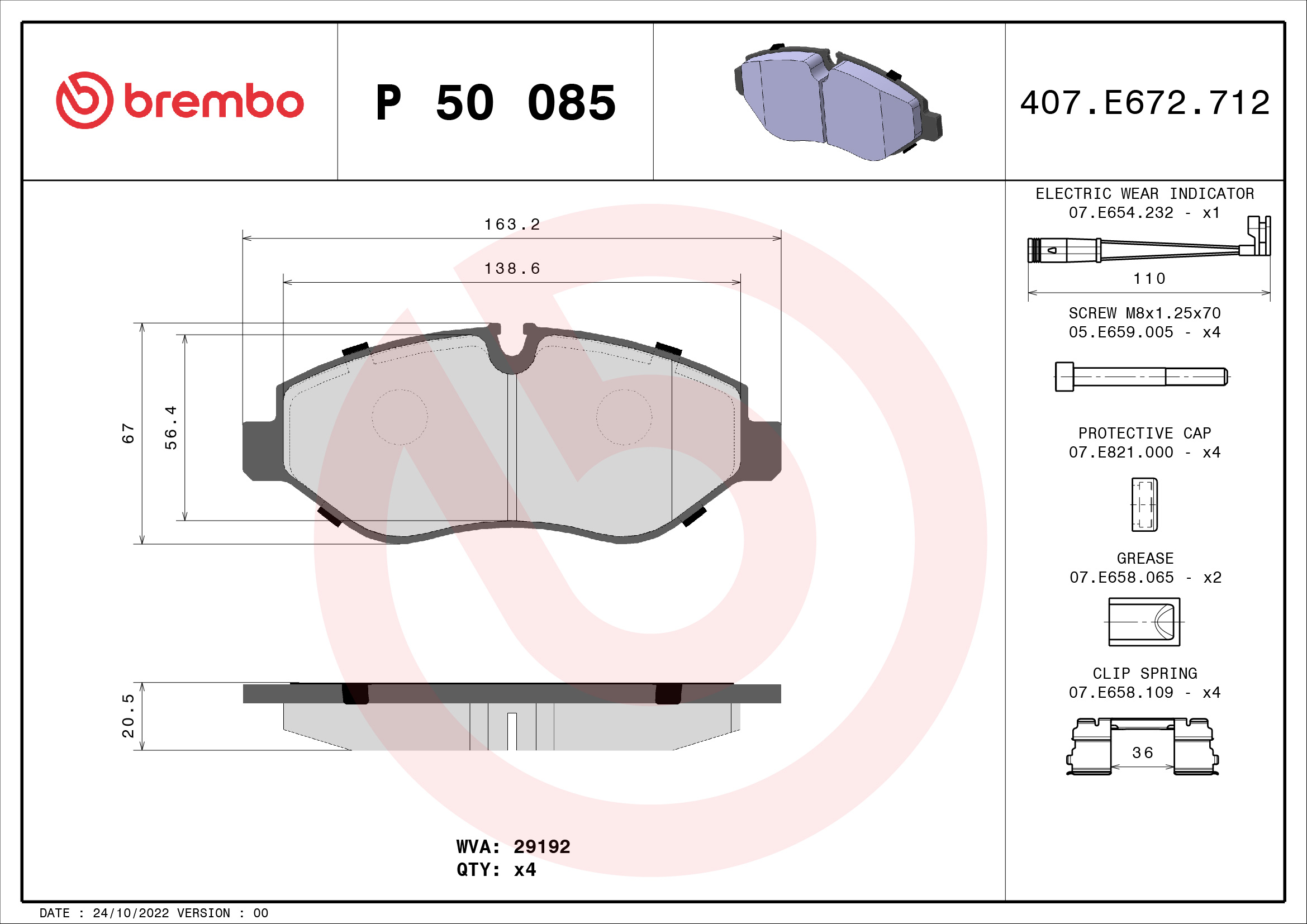 BREMBO Első fékbetét P50085_BREMBO