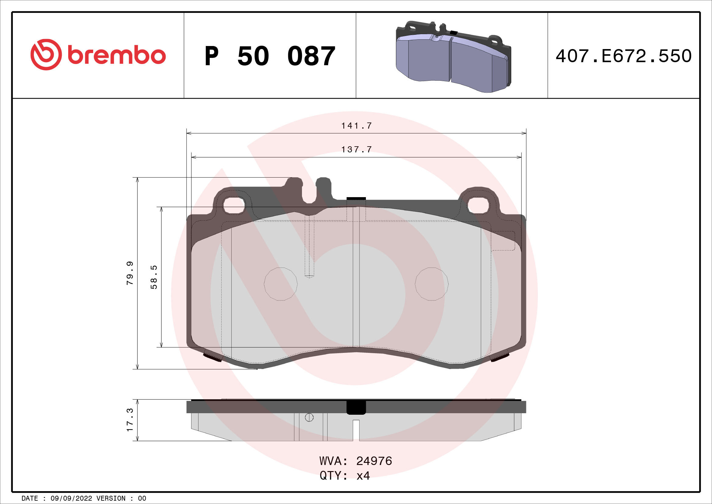 BREMBO Első fékbetét P50087_BREMBO