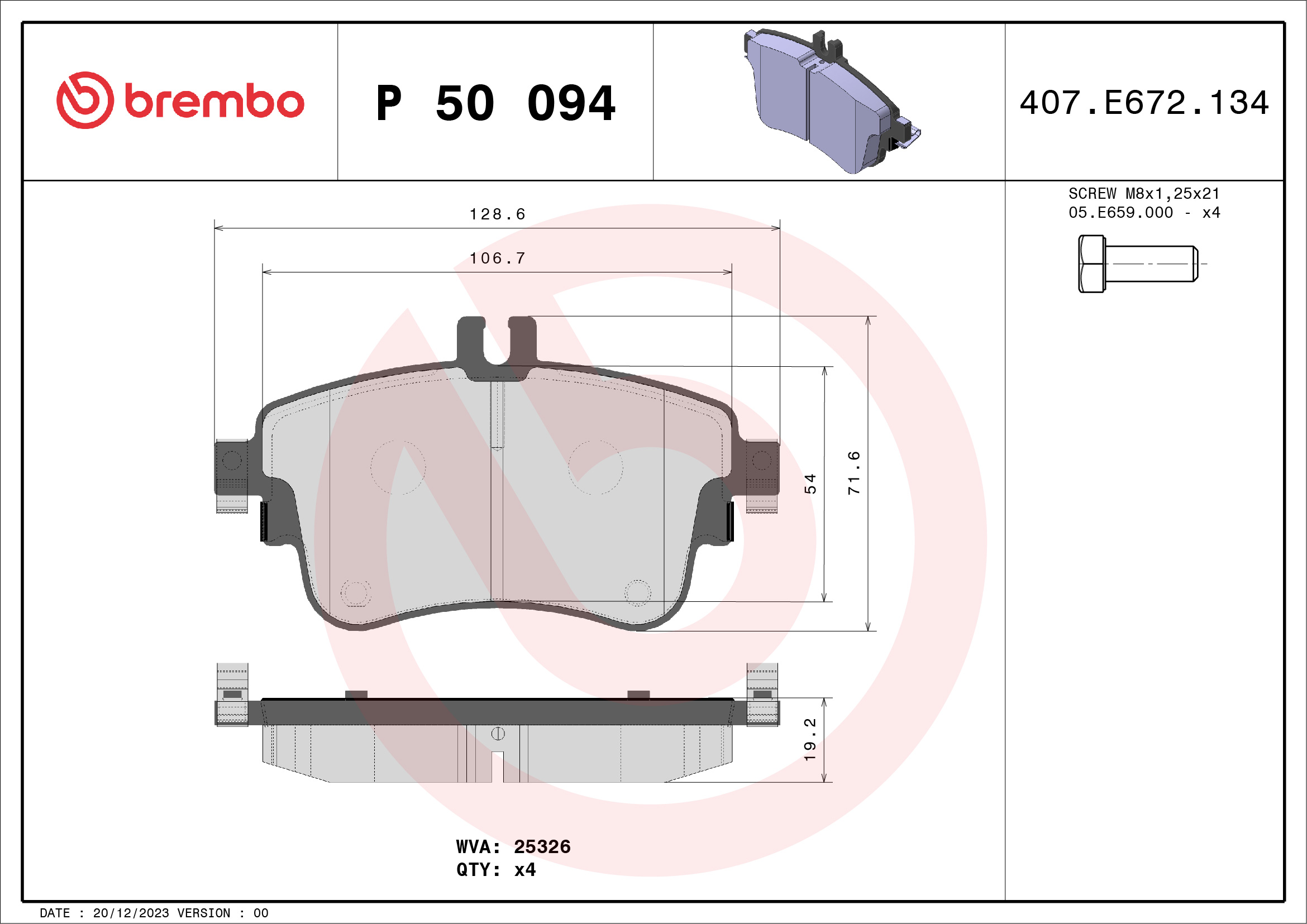 BREMBO Első fékbetét P50094_BREMBO