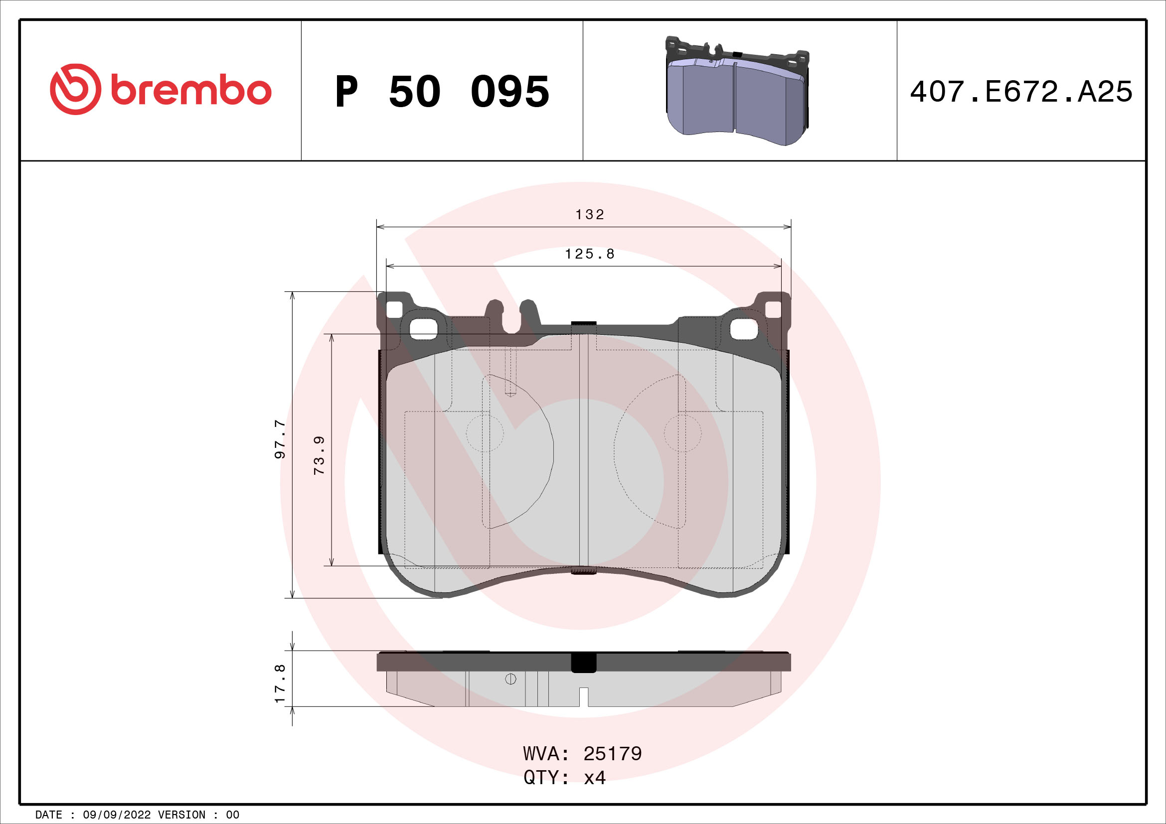 BREMBO Első fékbetét P50095_BREMBO