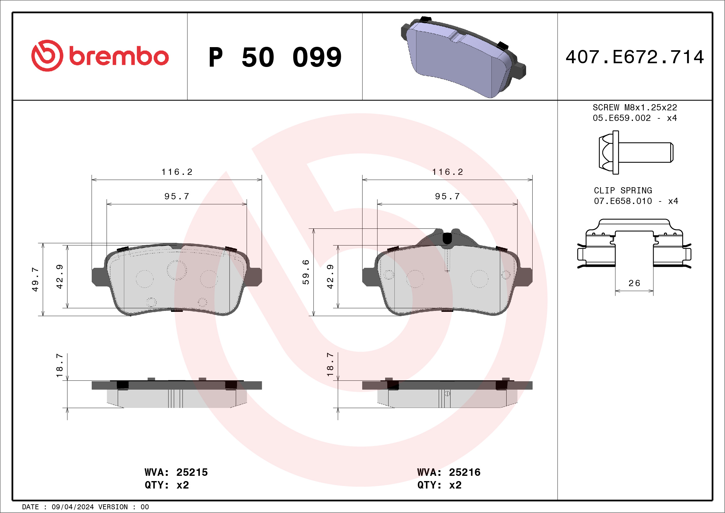 BREMBO Hátsó fékbetét P50099_BREMBO