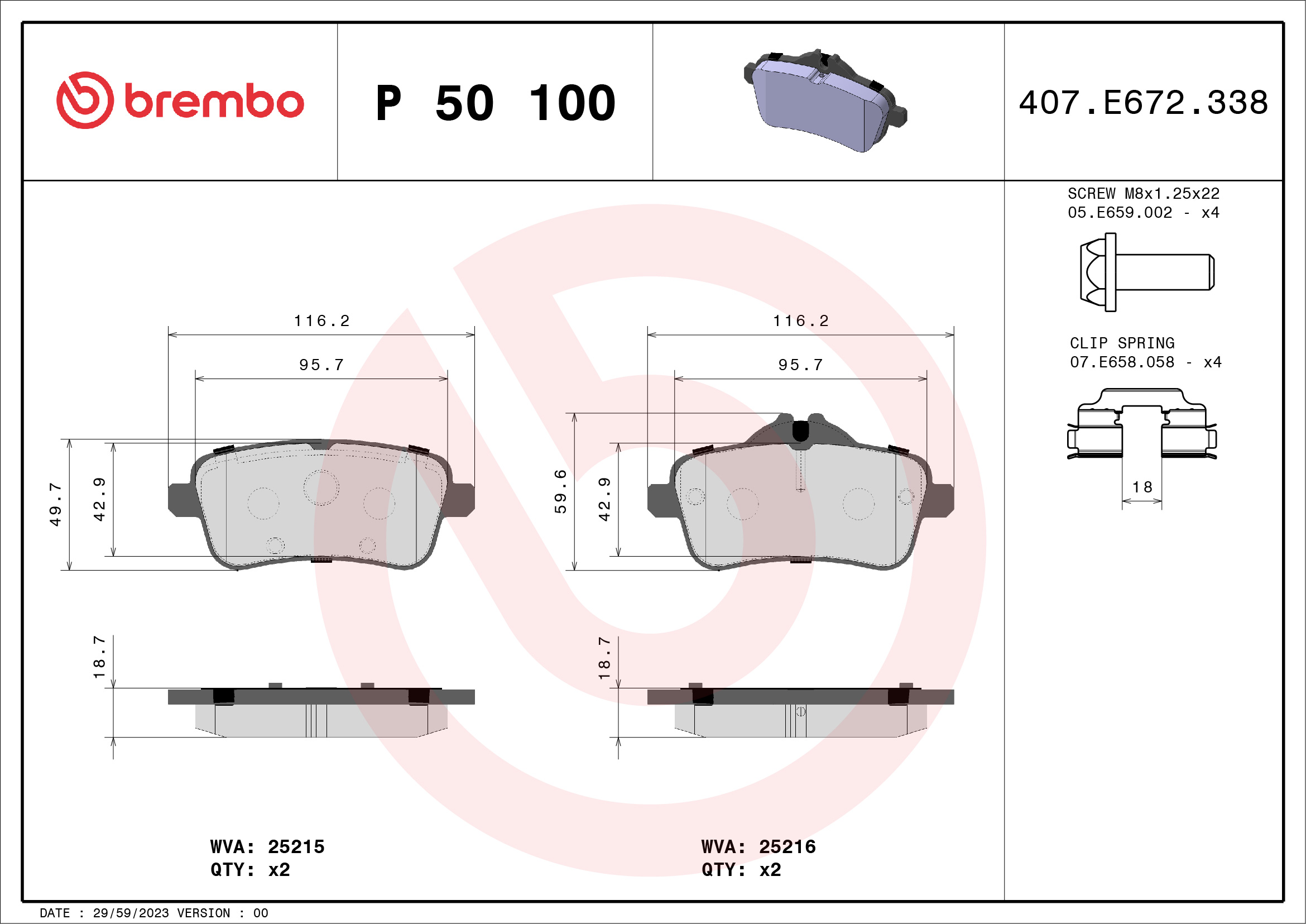 BREMBO Hátsó fékbetét P50100_BREMBO