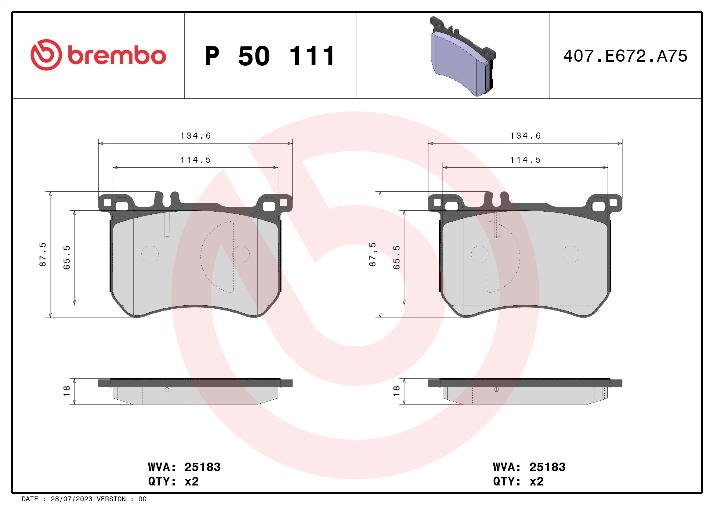 BREMBO Első fékbetét P50111_BREMBO