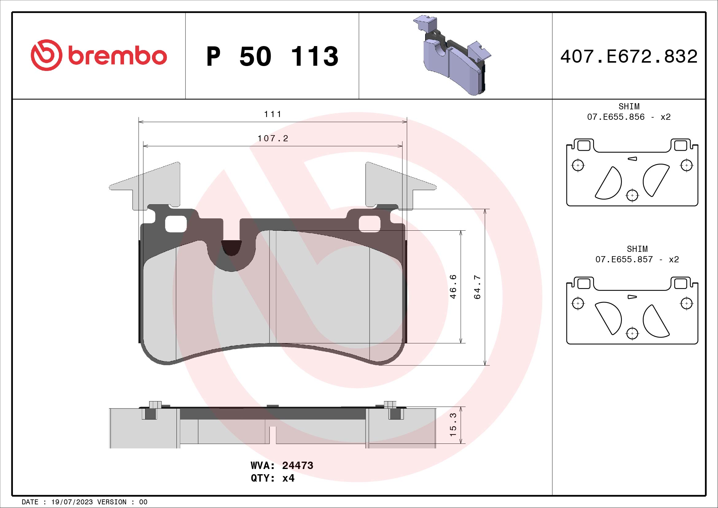 BREMBO Hátsó fékbetét P50113_BREMBO