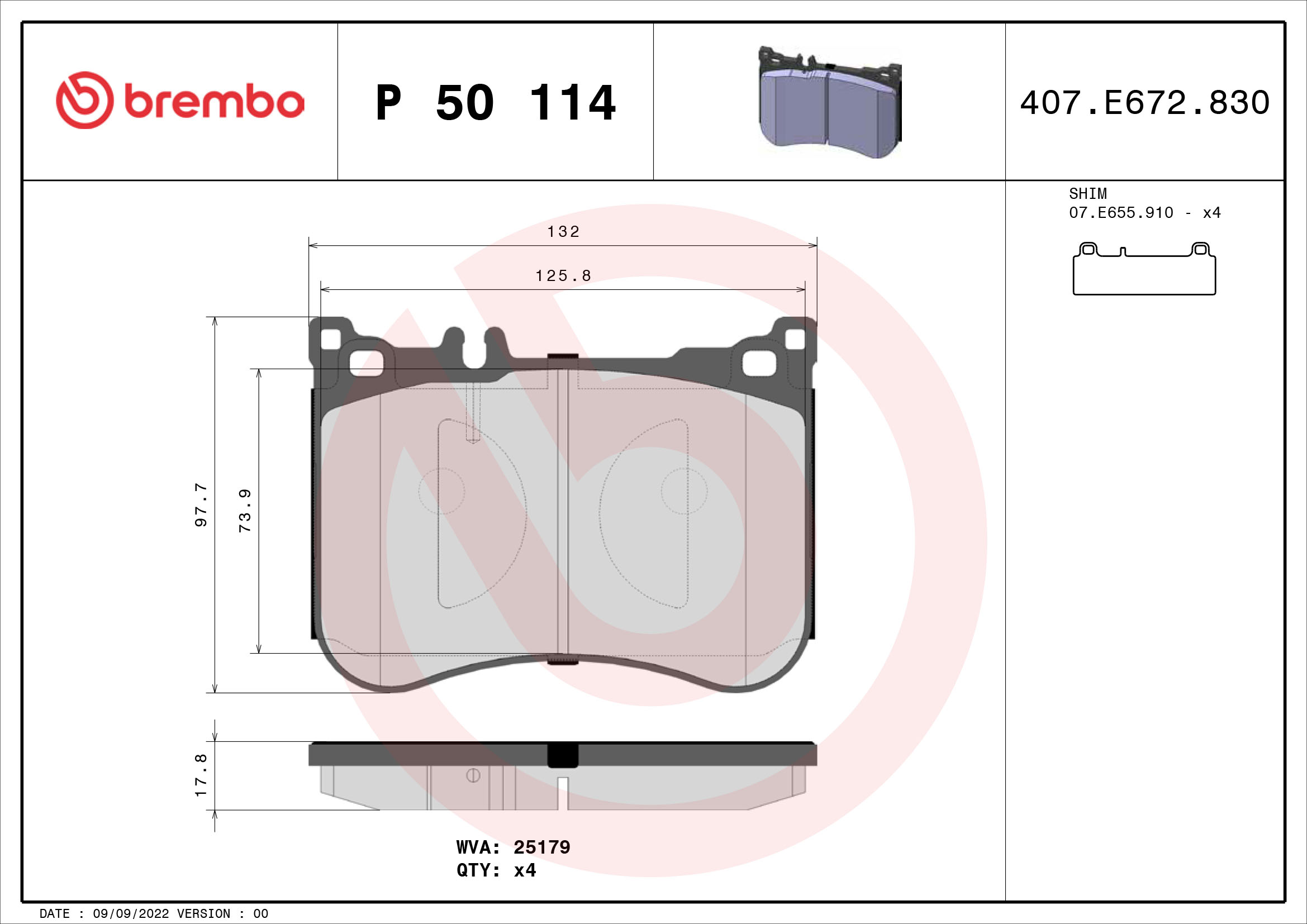 BREMBO Első fékbetét P50114_BREMBO