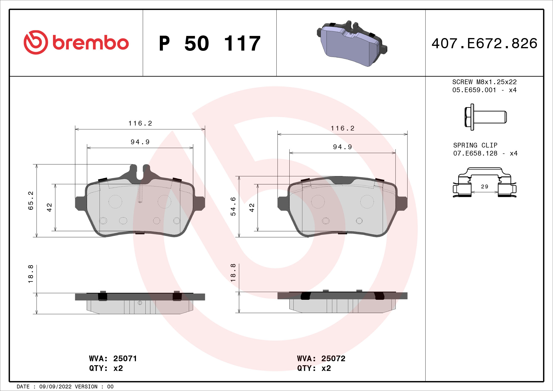 BREMBO Hátsó fékbetét P50117_BREMBO