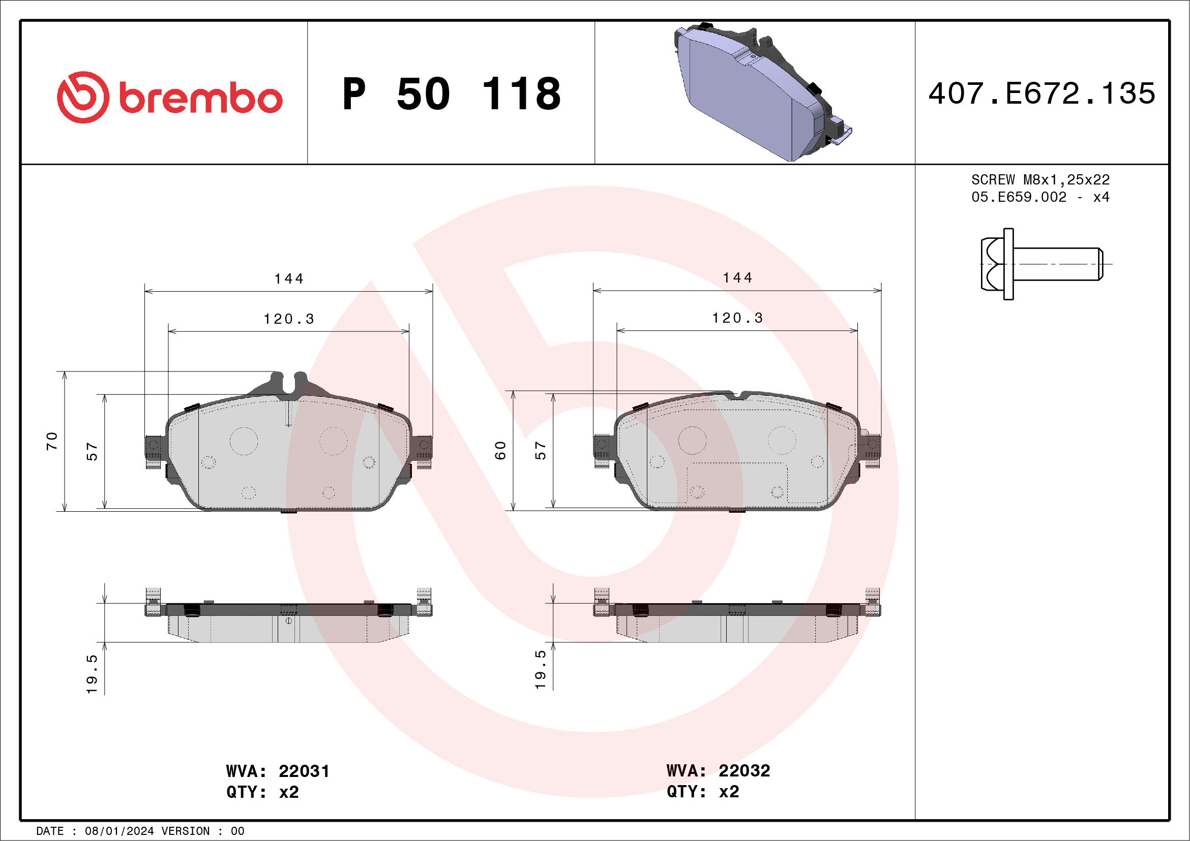 BREMBO Első fékbetét P50118_BREMBO