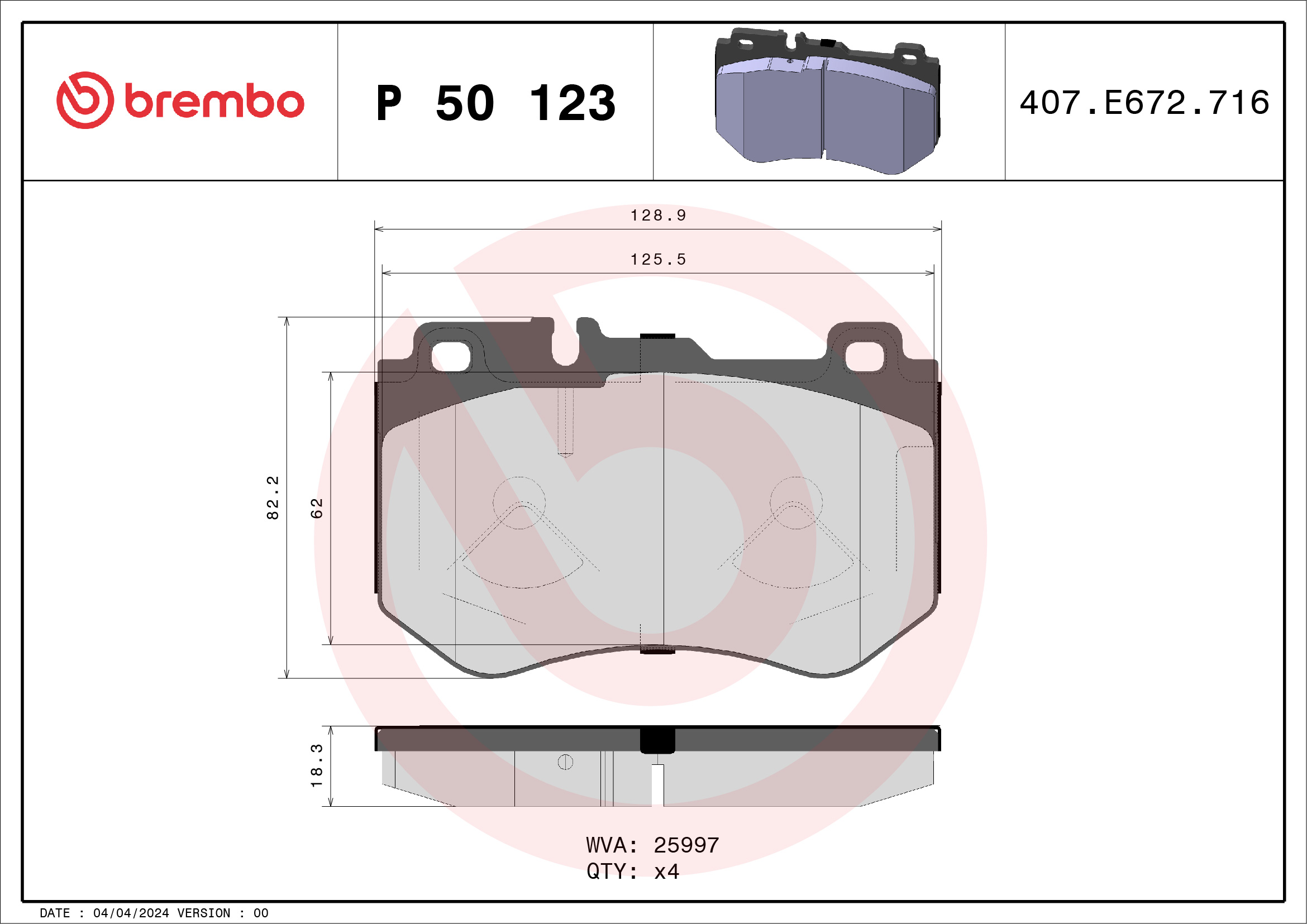 BREMBO Első fékbetét P50123_BREMBO