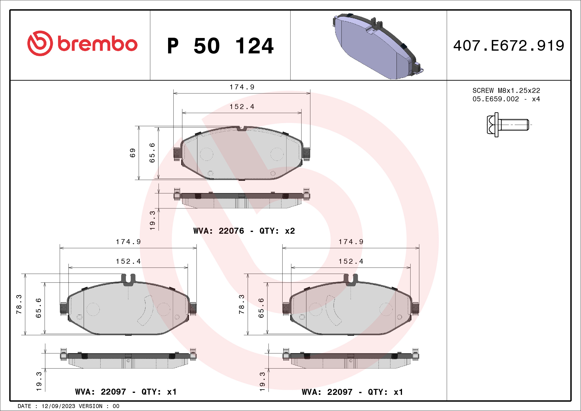 BREMBO Első fékbetét P50124_BREMBO