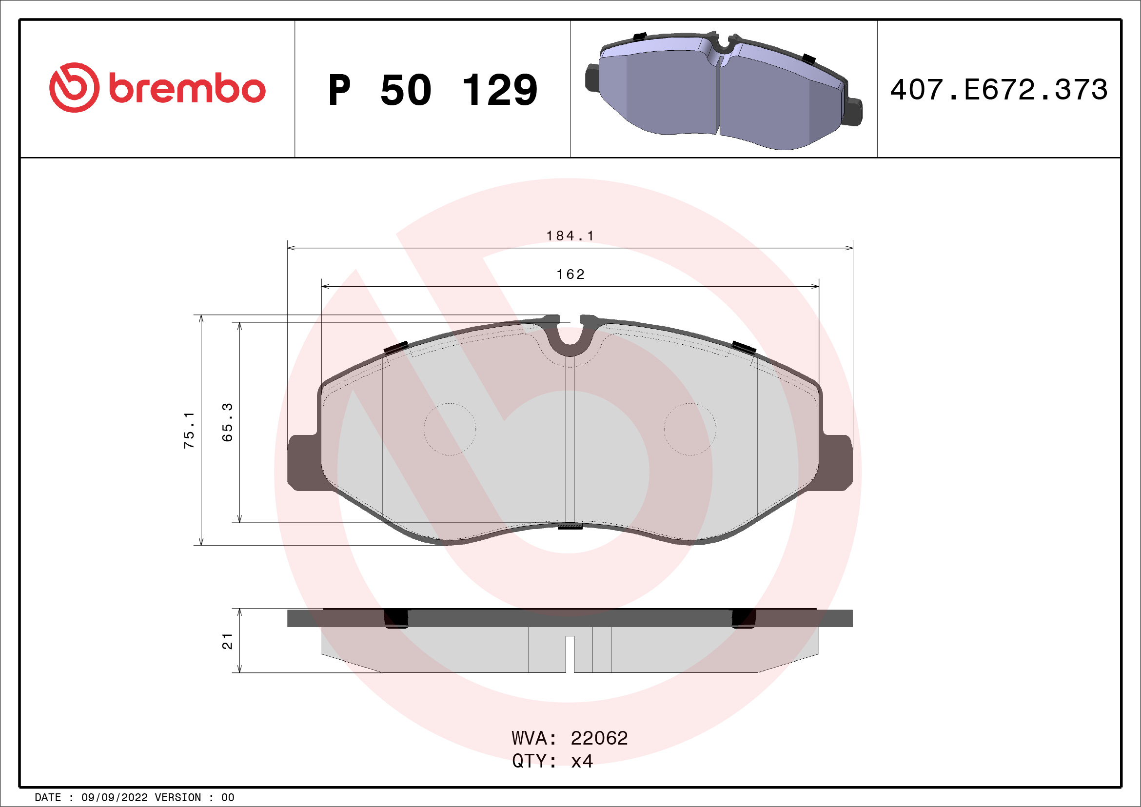 BREMBO Első fékbetét P50129_BREMBO