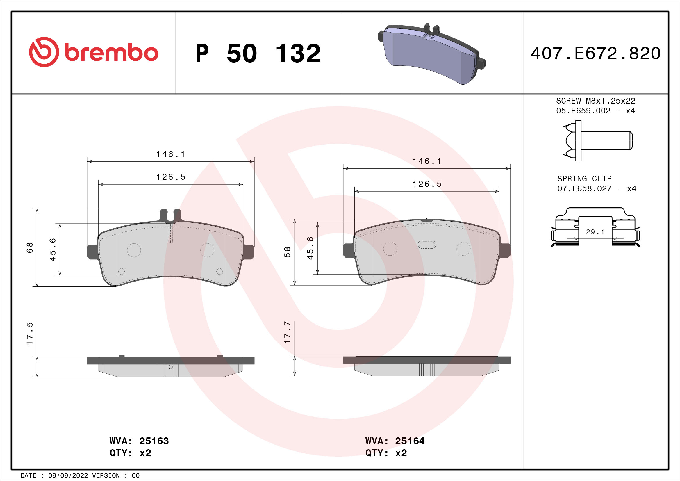 BREMBO Fékbetét, mind P50132_BREMBO